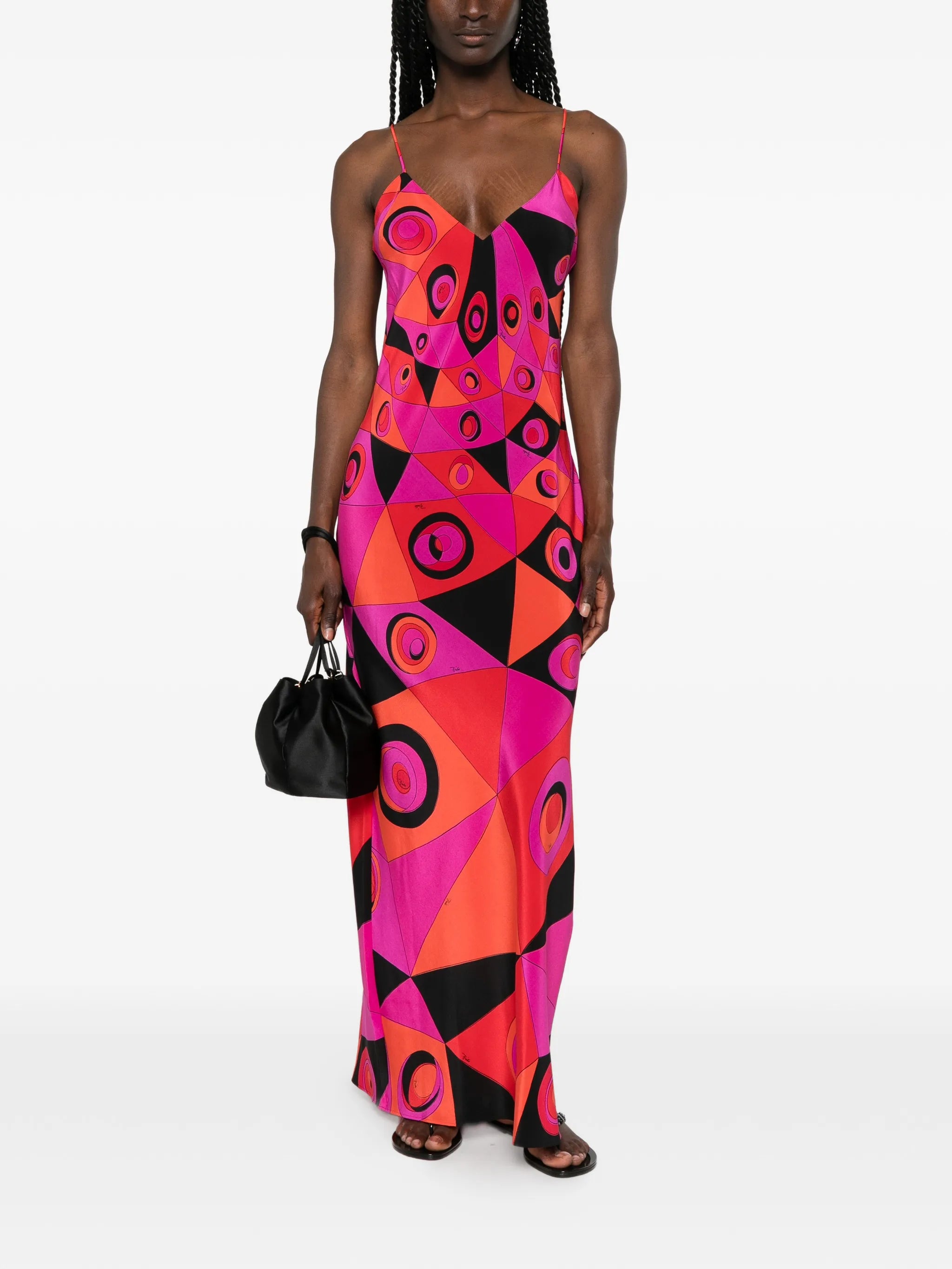 occhi-print silk maxi dress