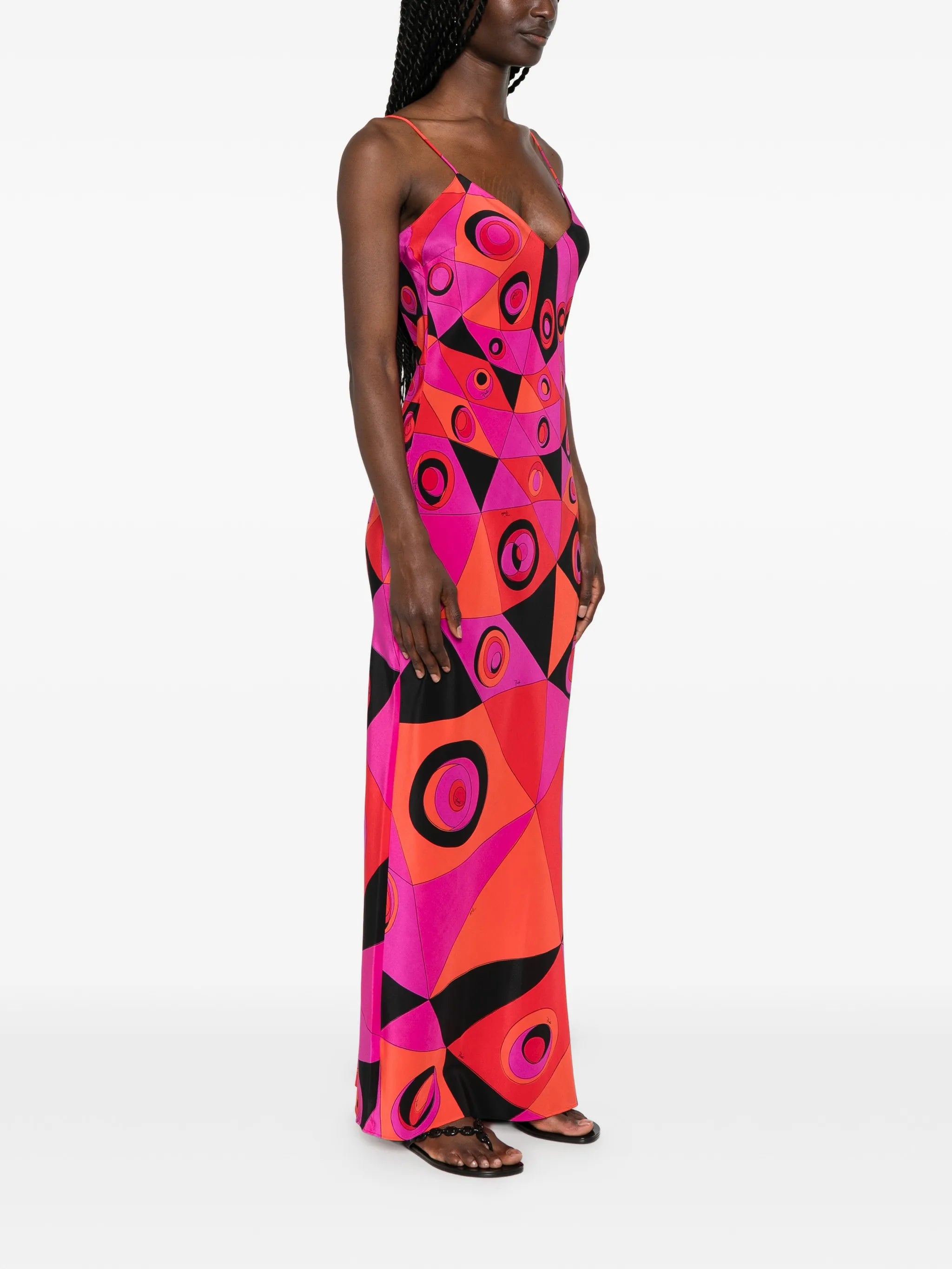 occhi-print silk maxi dress