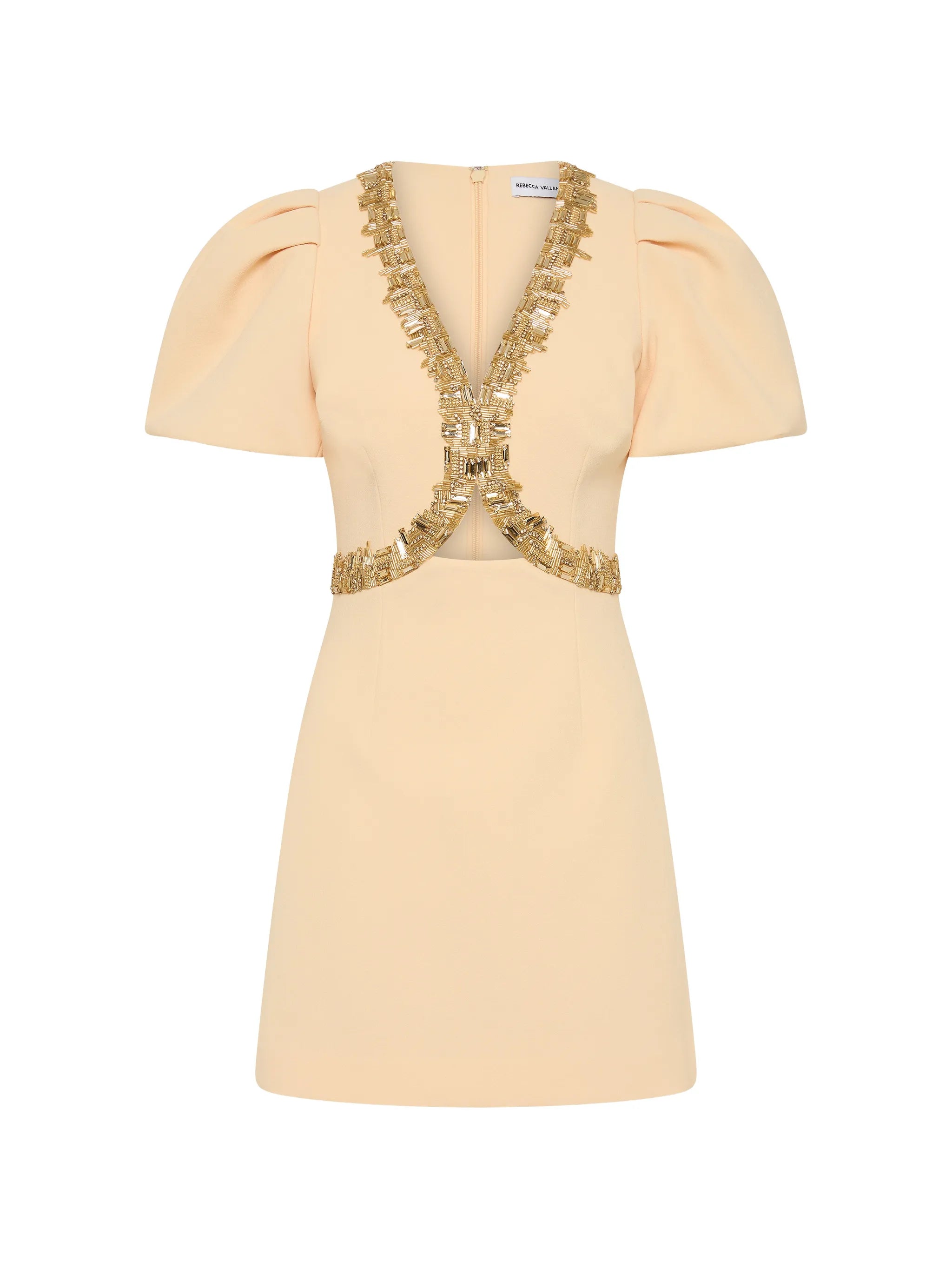 Alexandrite puff sleeve mini dress