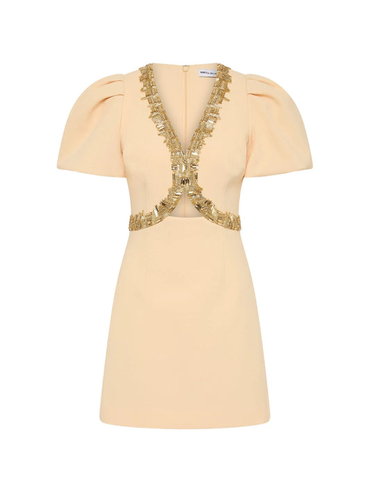 Alexandrite puff sleeve mini dress