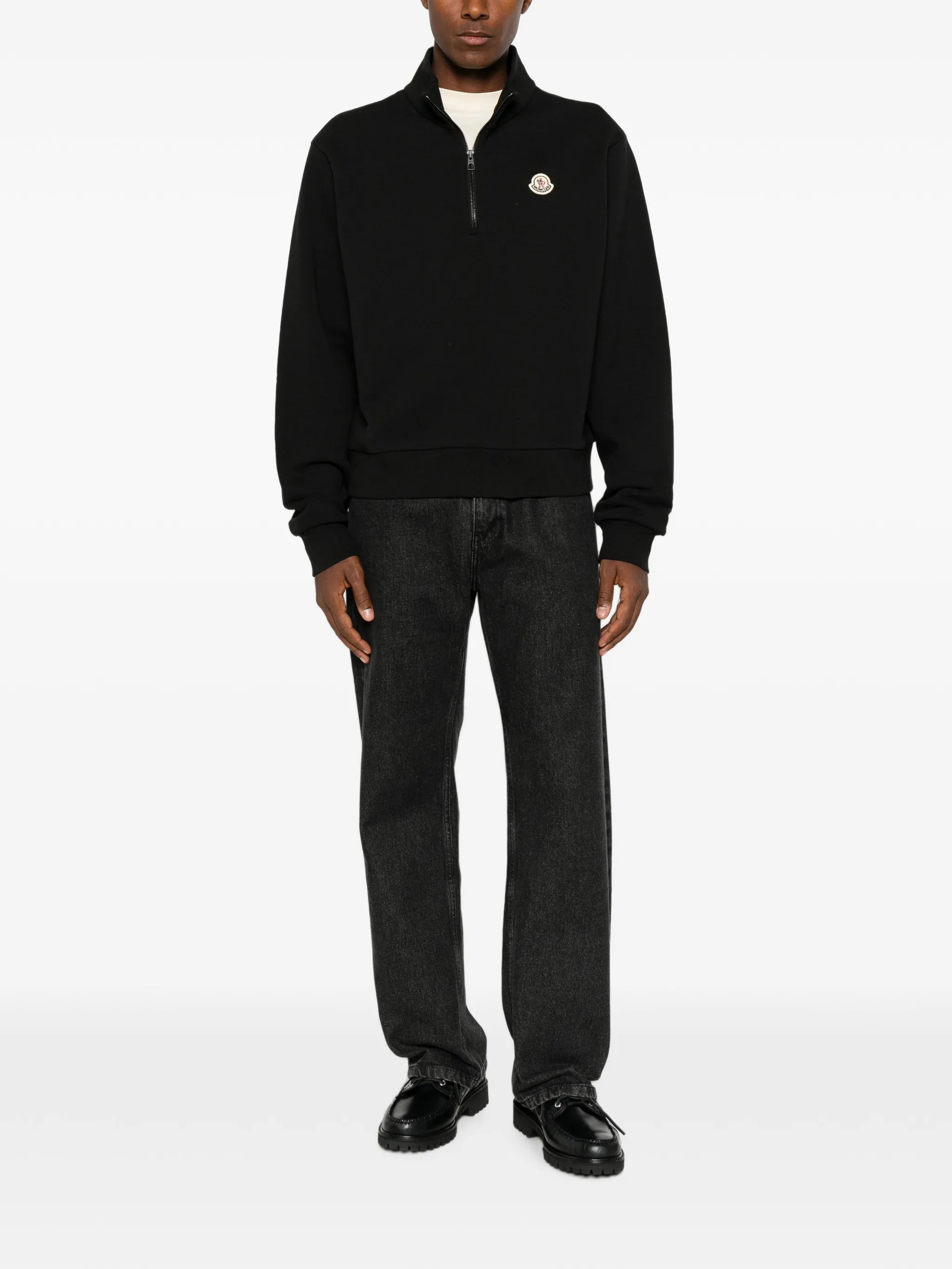 logo-patch half-zip sweatshirt