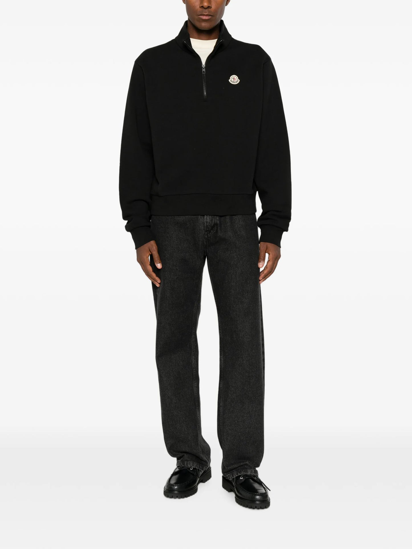 logo-patch half-zip sweatshirt