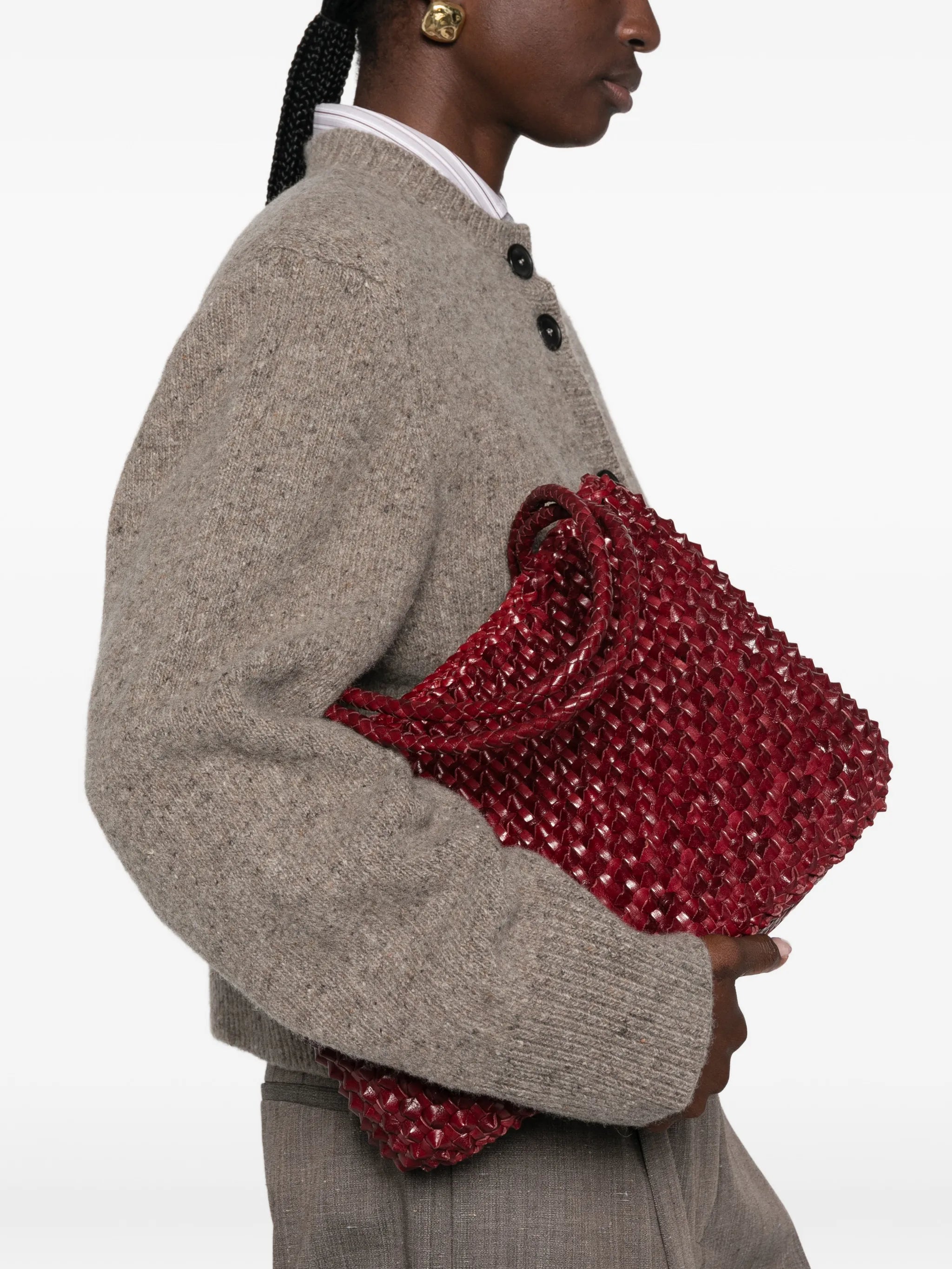 Santa Croce Cactus woven leather shoulder bag