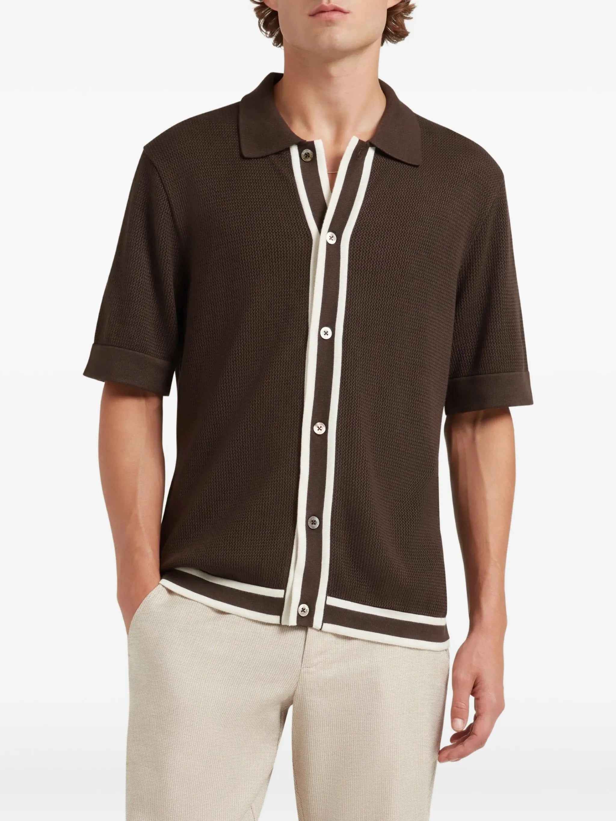 Jorge striped-trim polo shirt