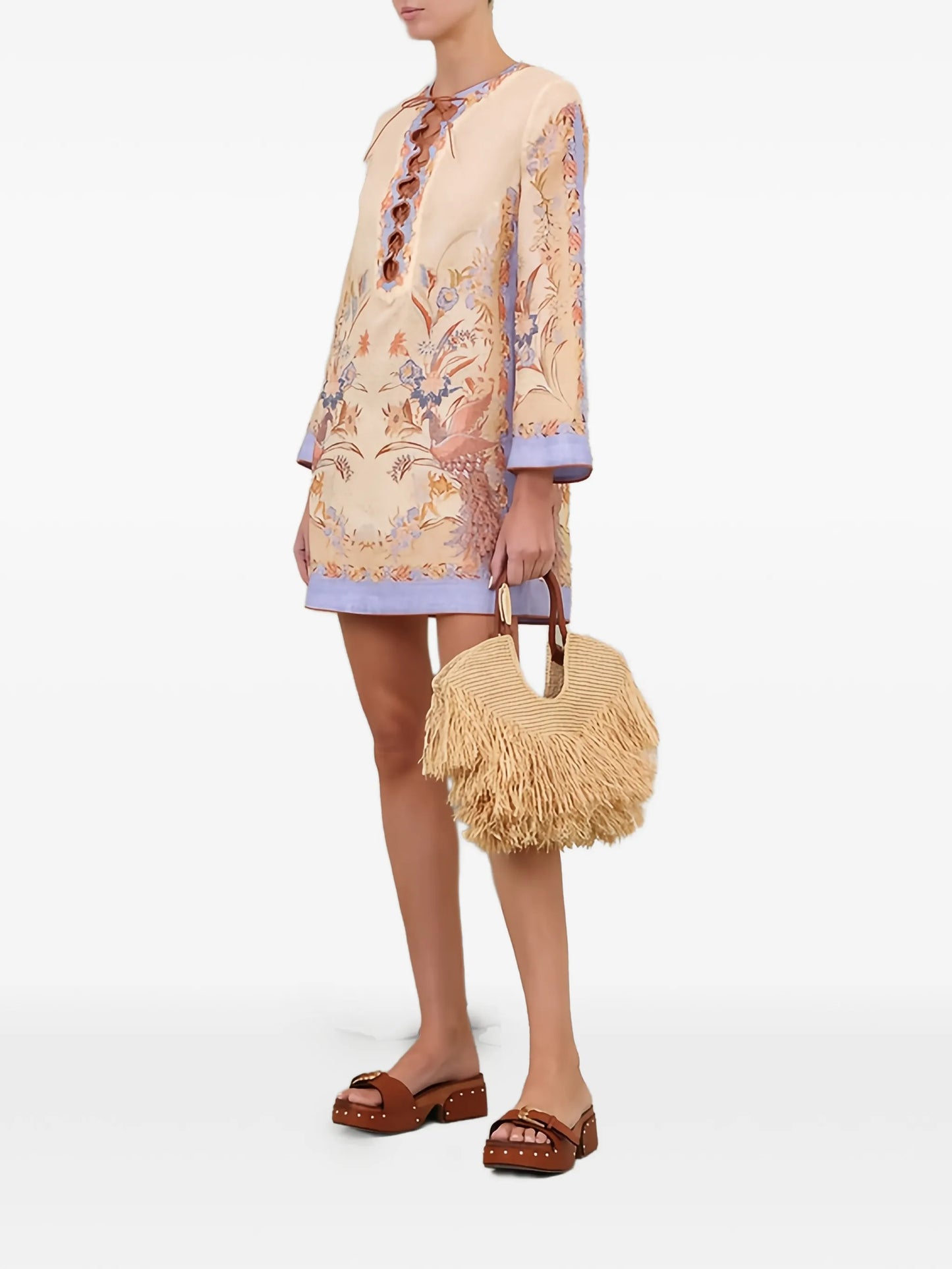 Indra lace-up tunic mini dress