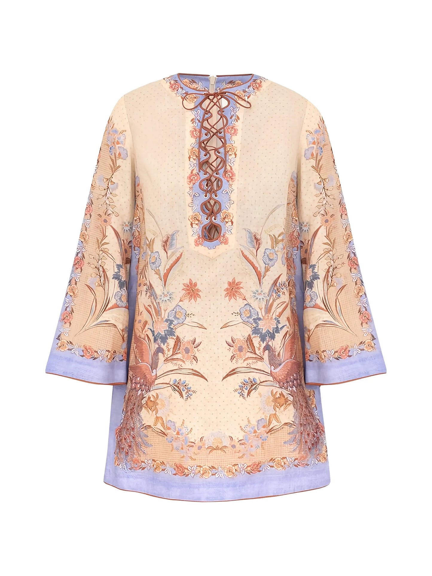 Indra lace-up tunic mini dress
