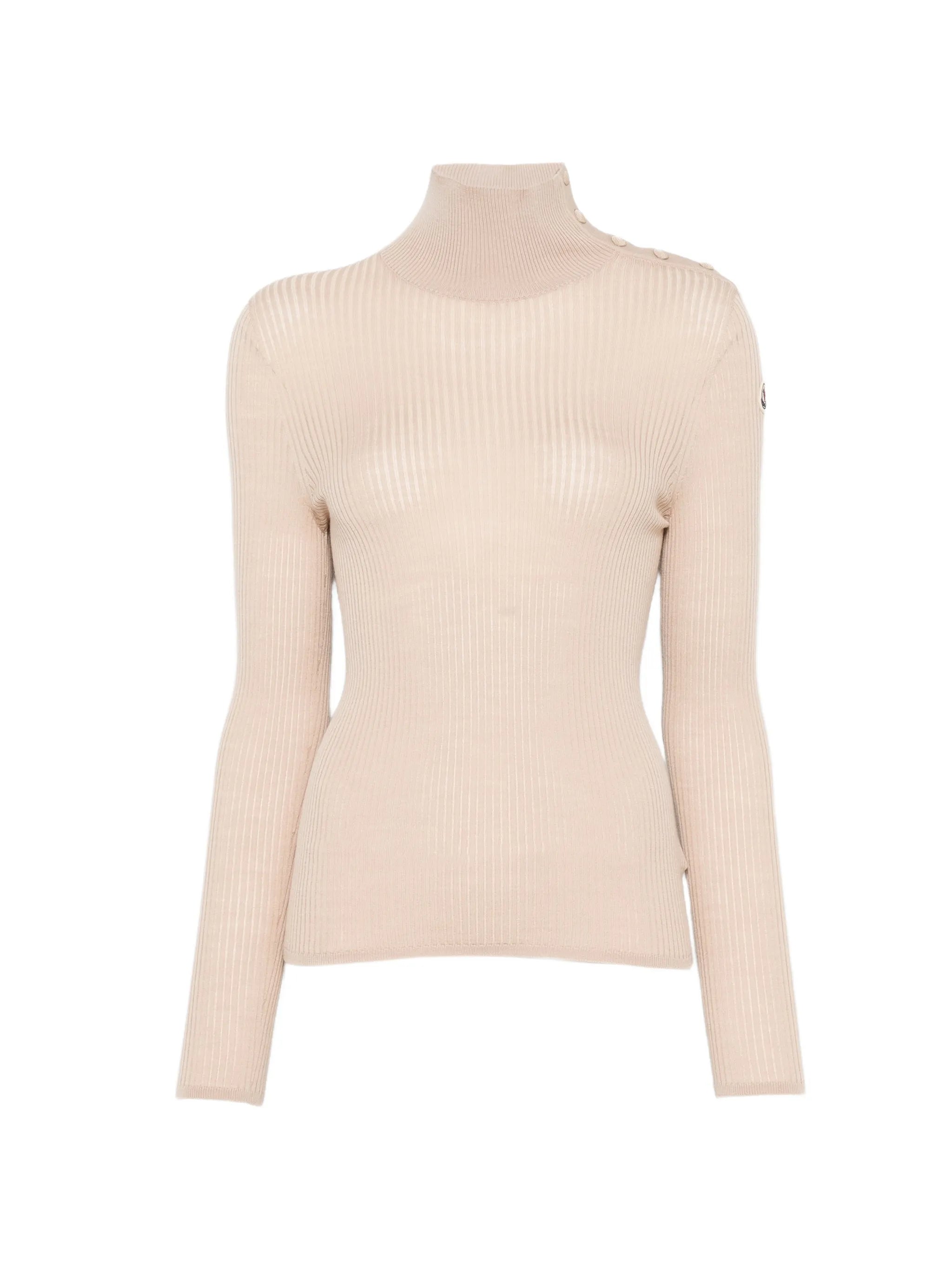 ribbed-knit button-fastening sweater