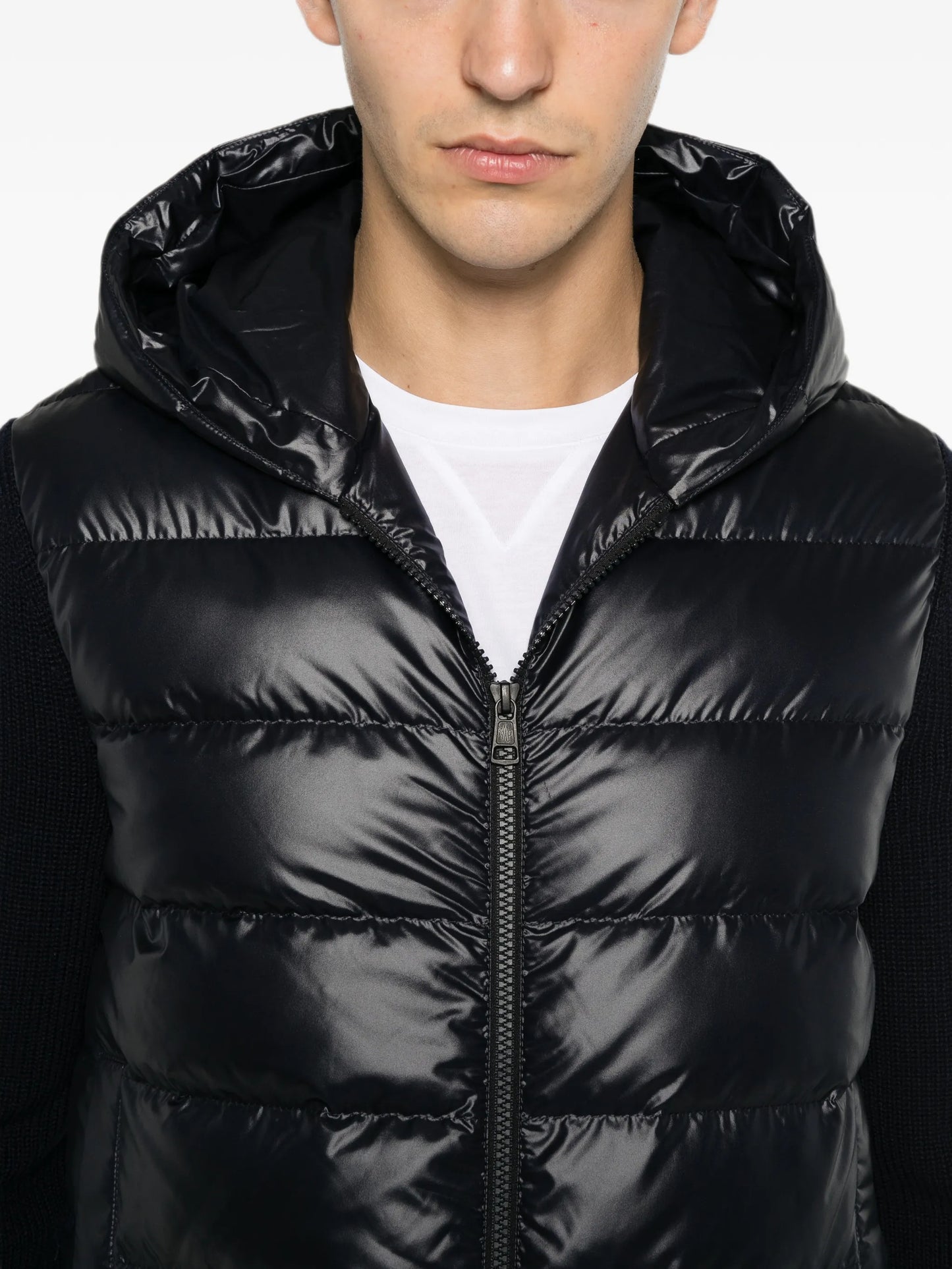 padded-detail hooded jacket