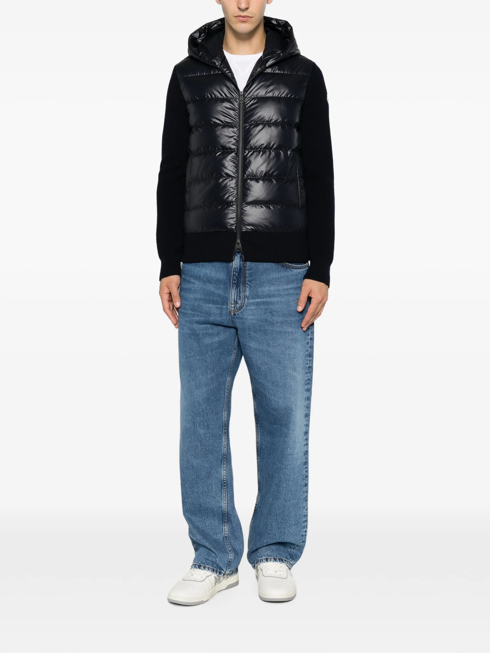 padded-detail hooded jacket