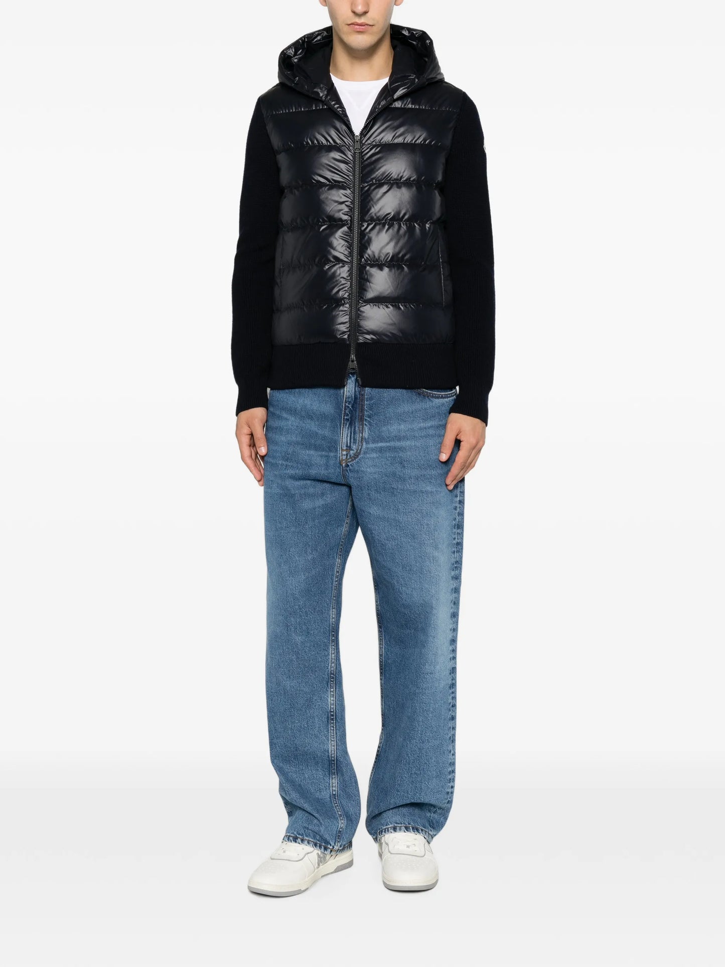padded-detail hooded jacket