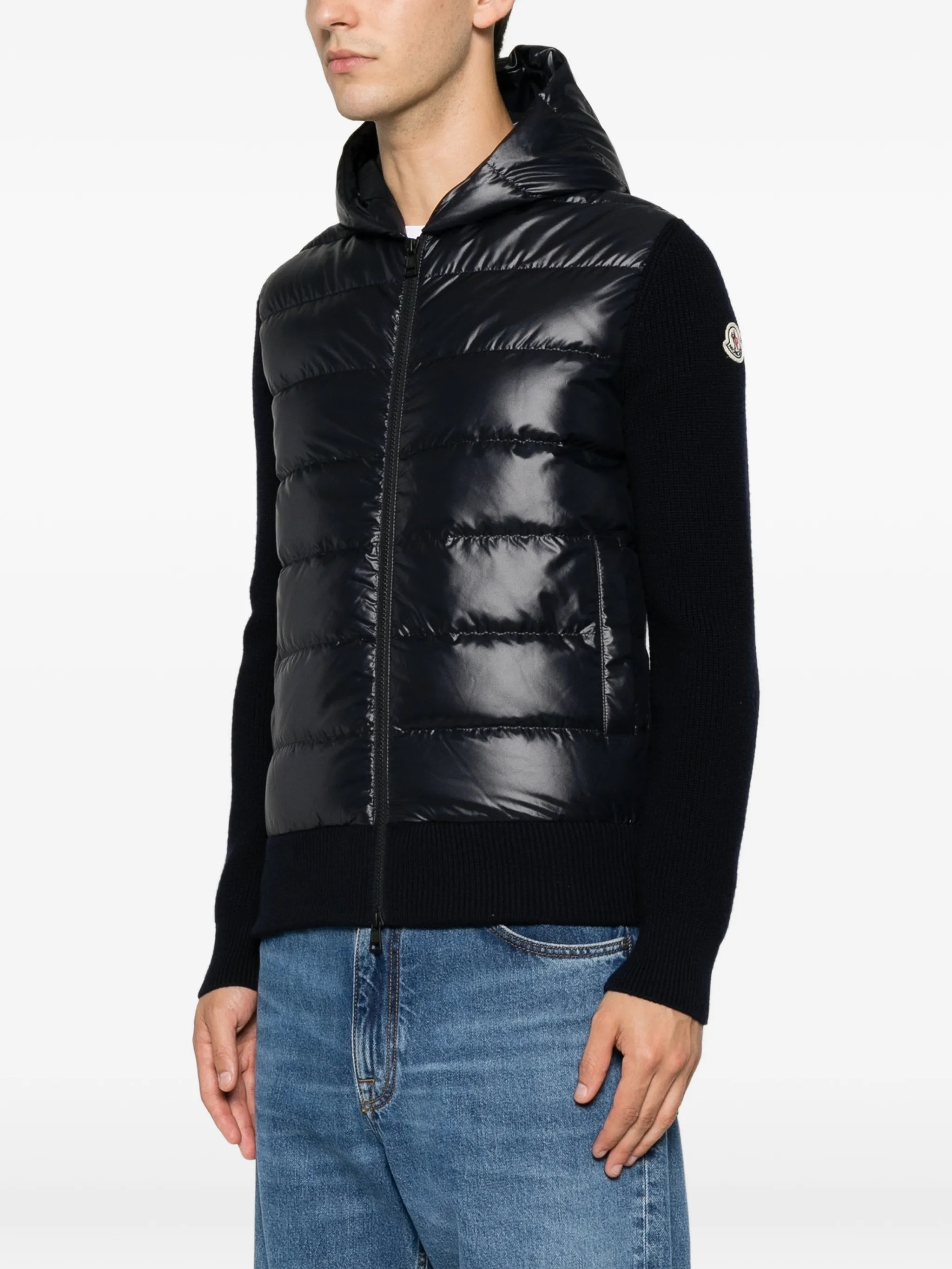 padded-detail hooded jacket