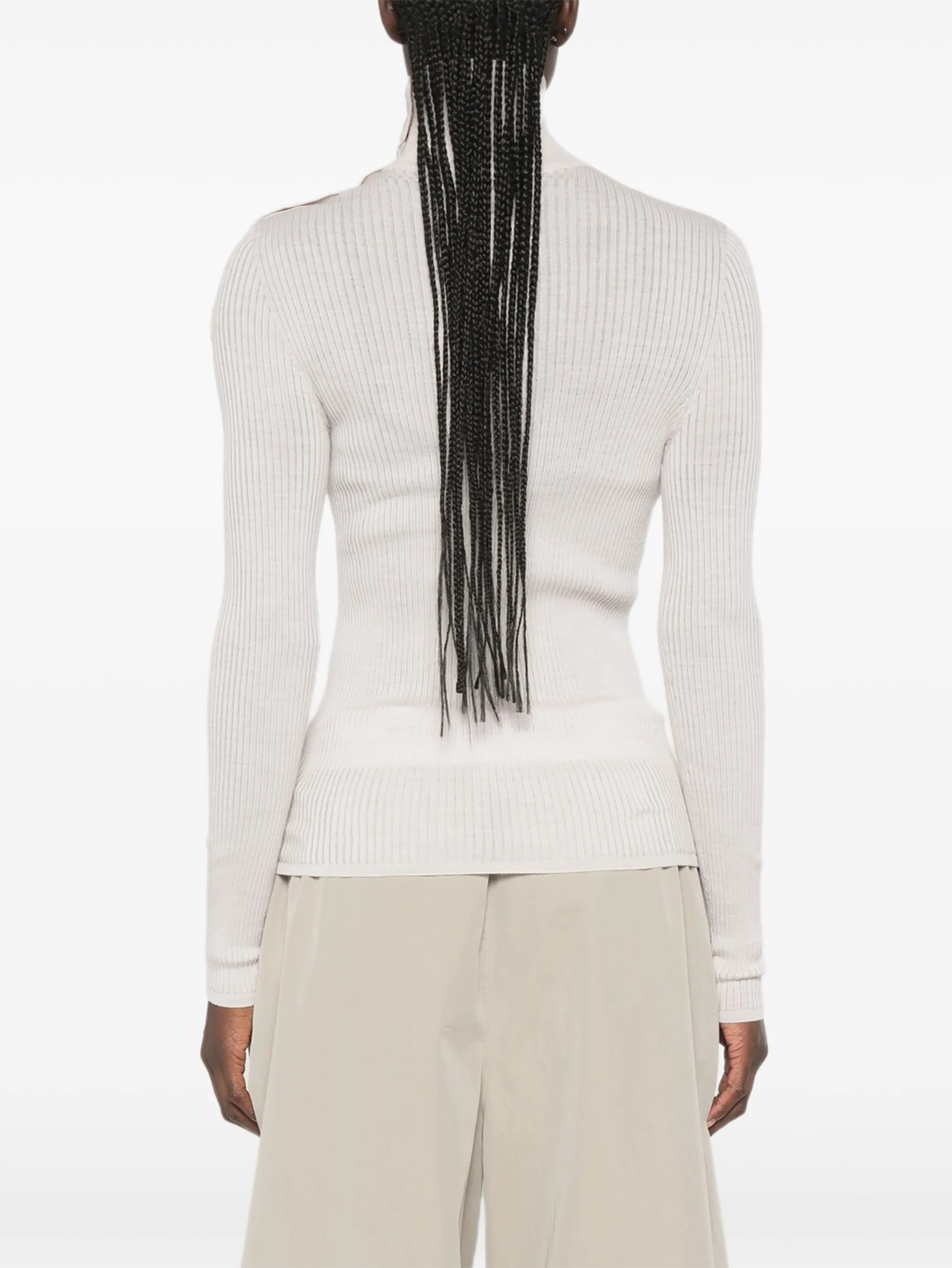 Dolcevita button-detail ribbed-knit sweater