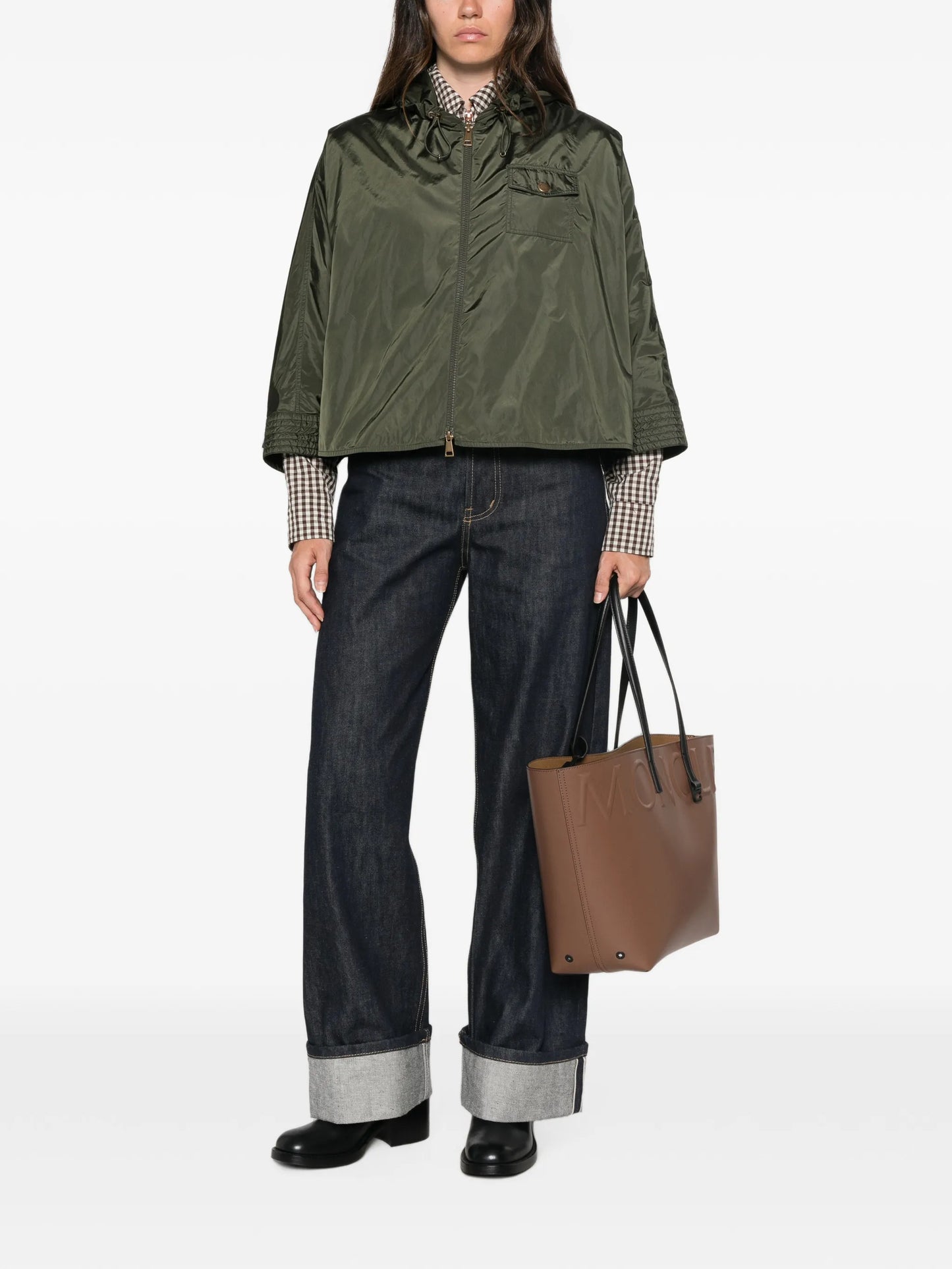 hooded zip-up cape