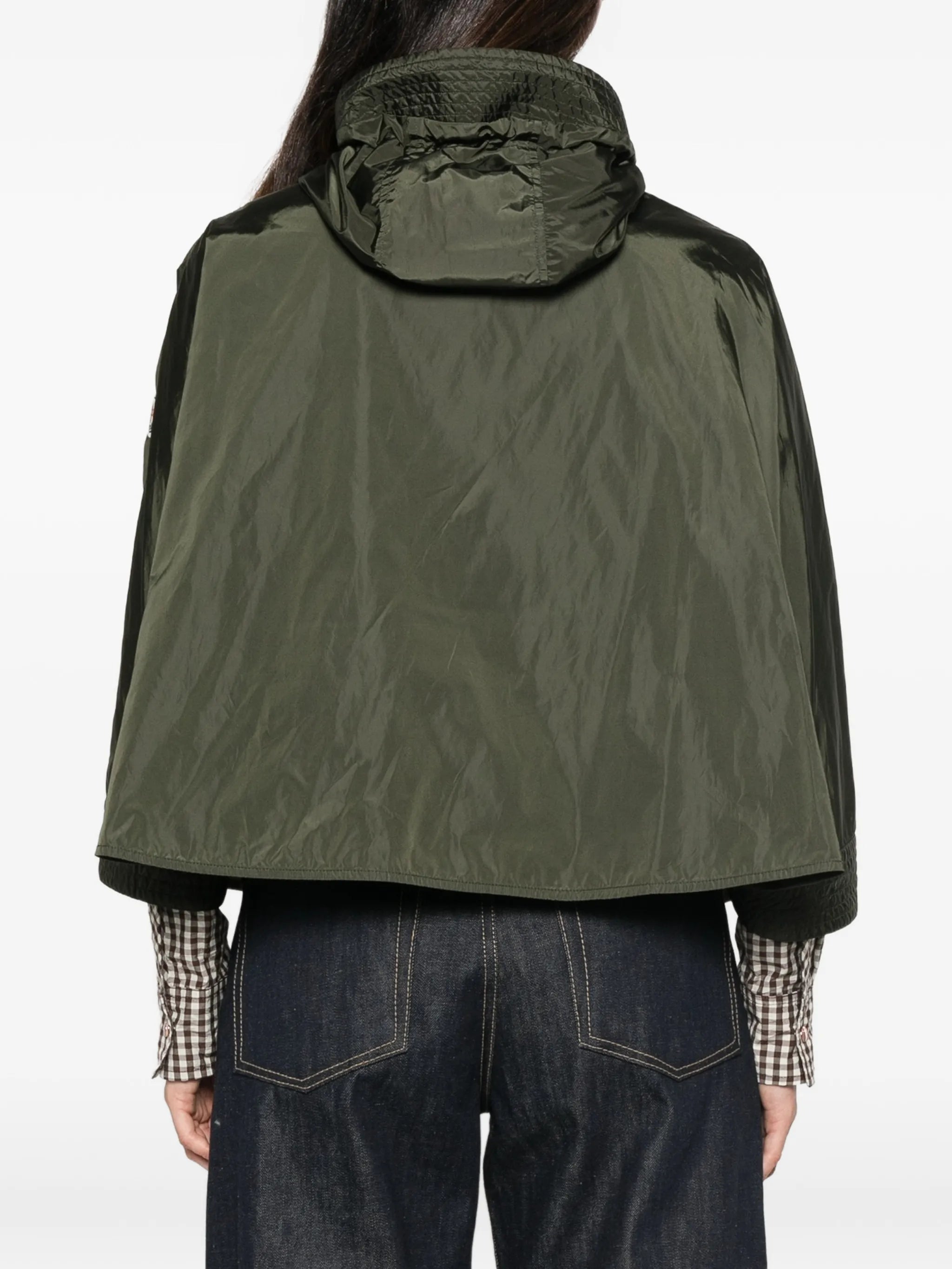 hooded zip-up cape