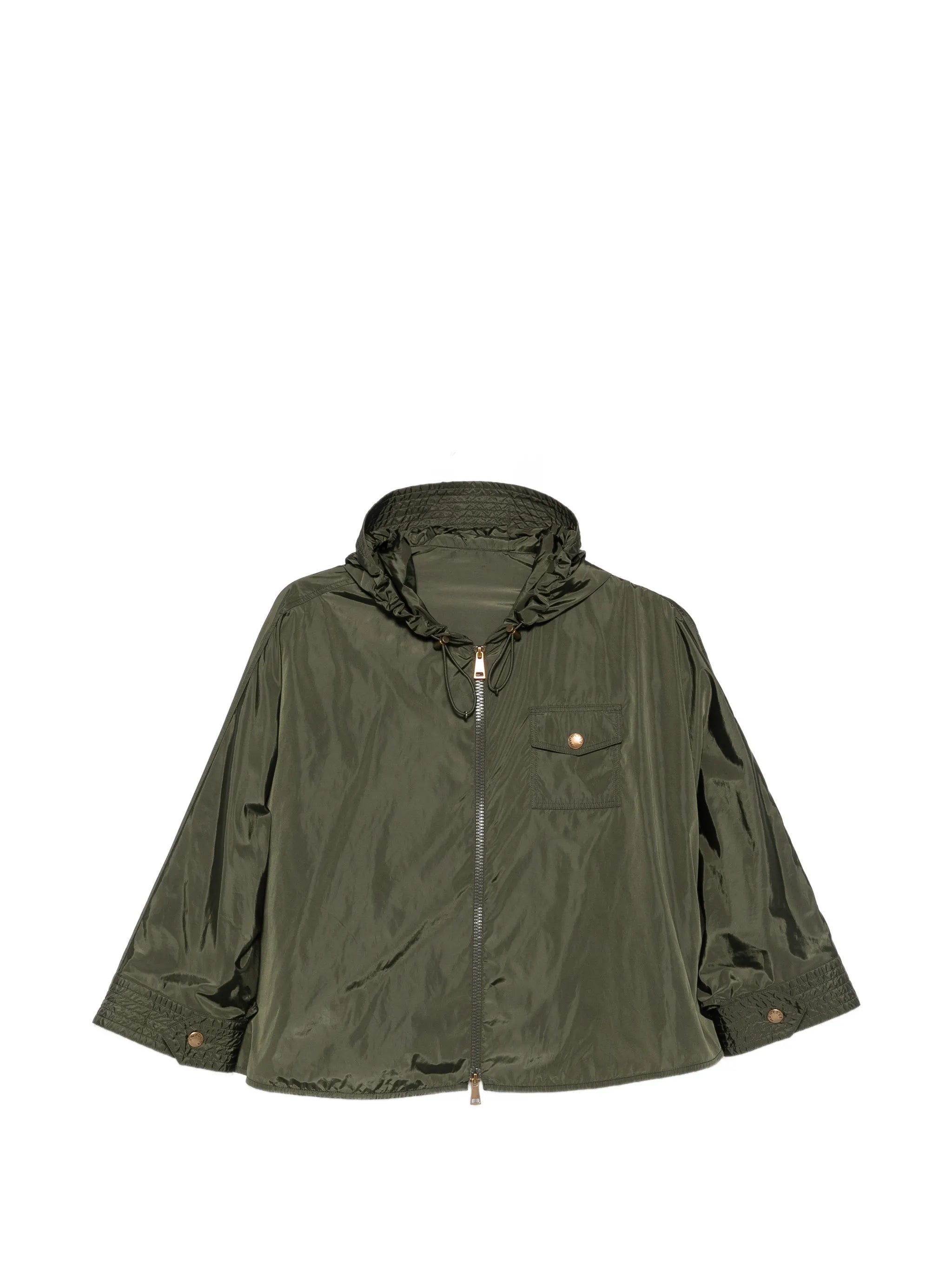 hooded zip-up cape