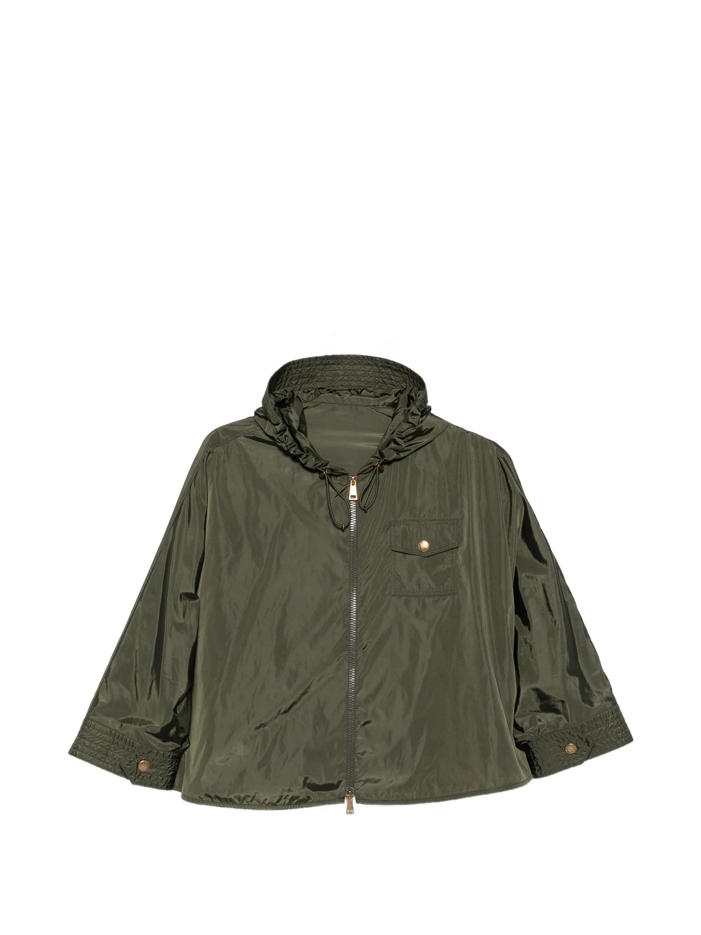 hooded zip-up cape