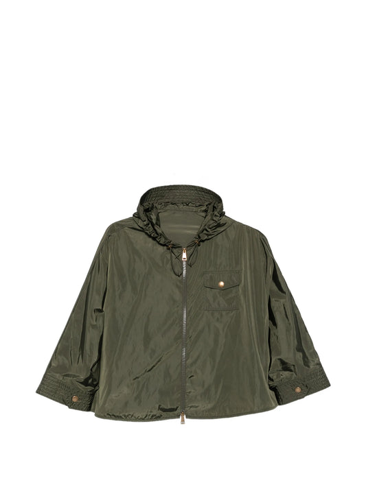 hooded zip-up cape