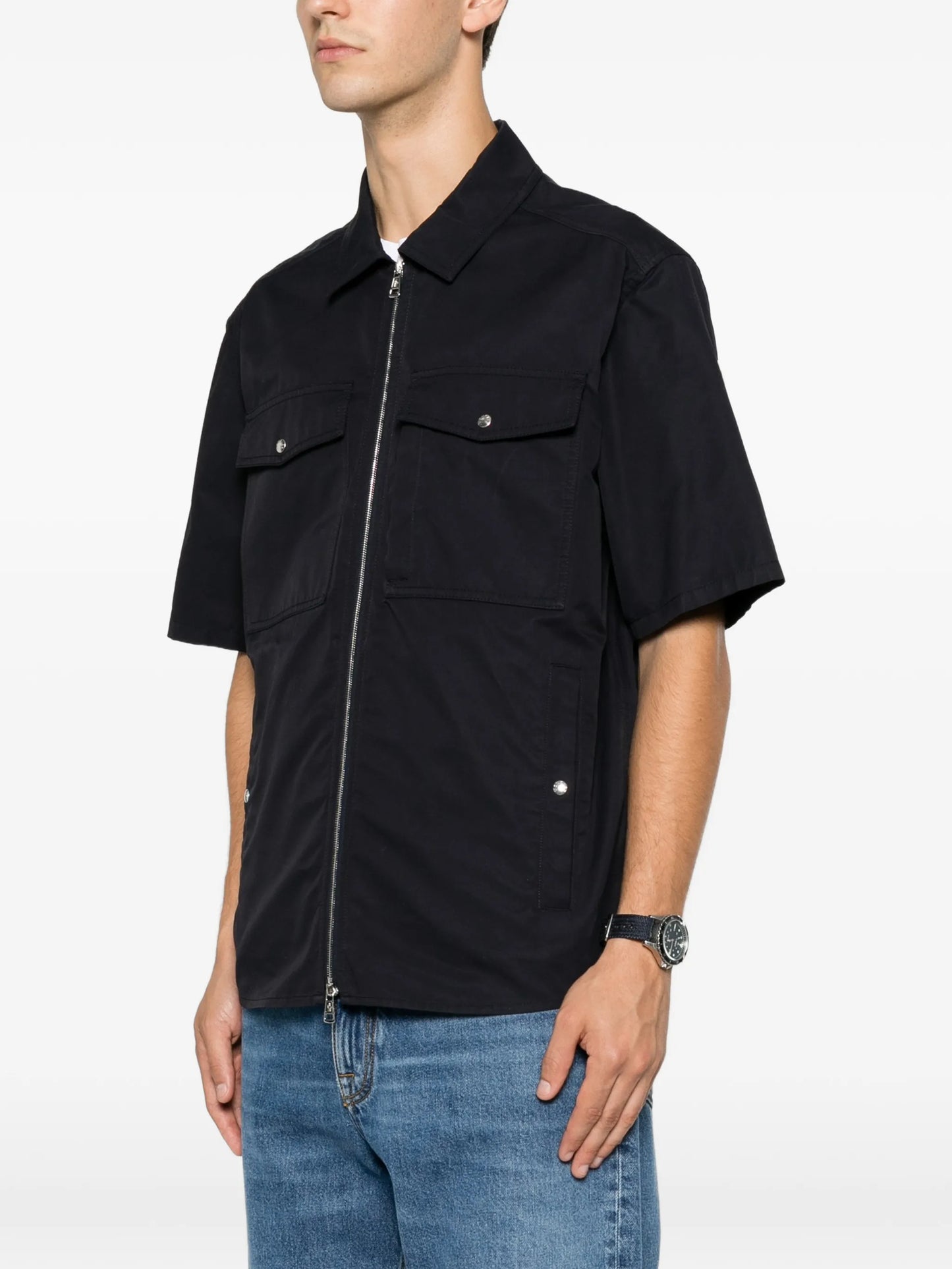 zip-up short-sleeve overshirt