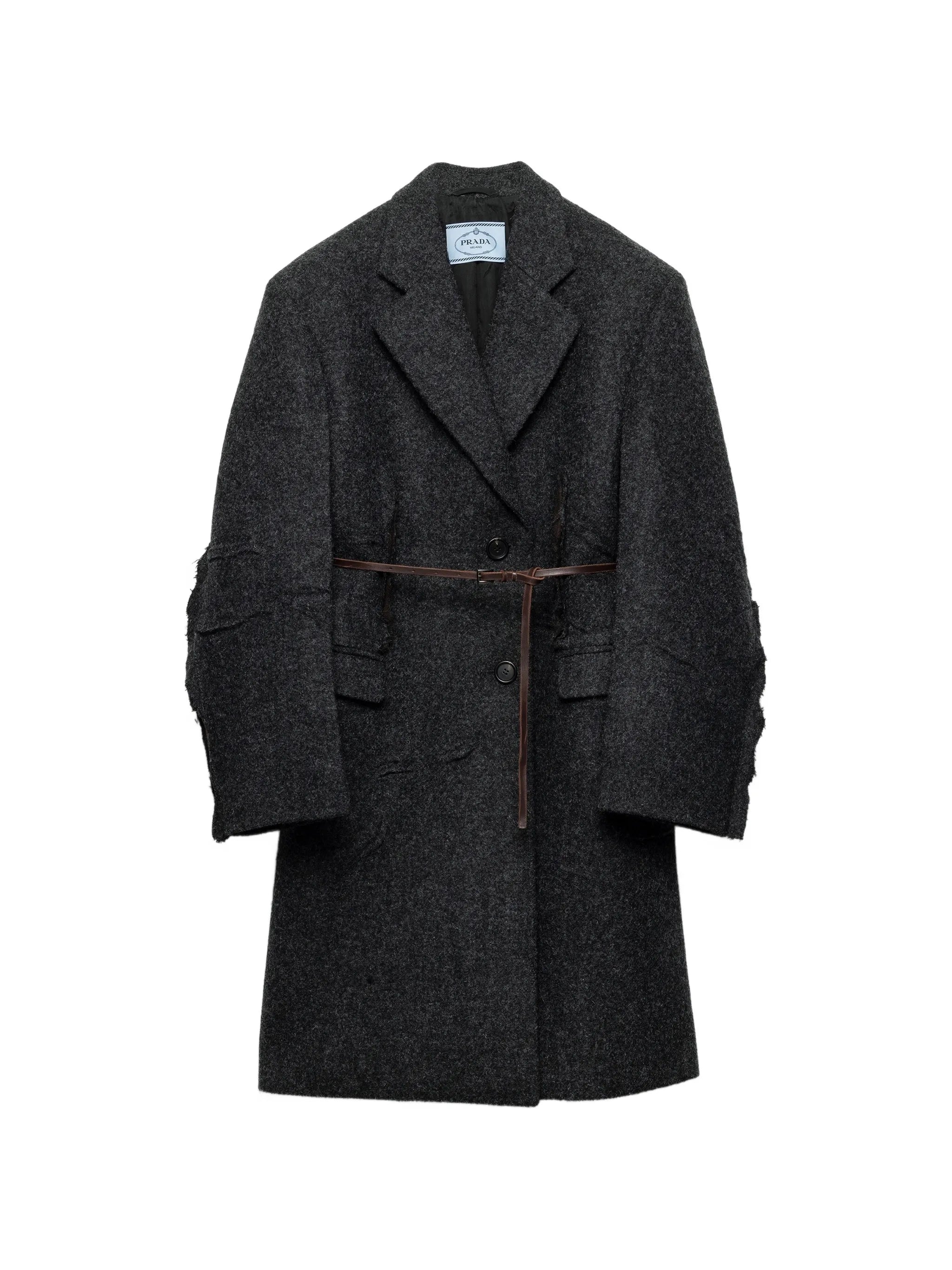 single-breasted Shetland wool coat