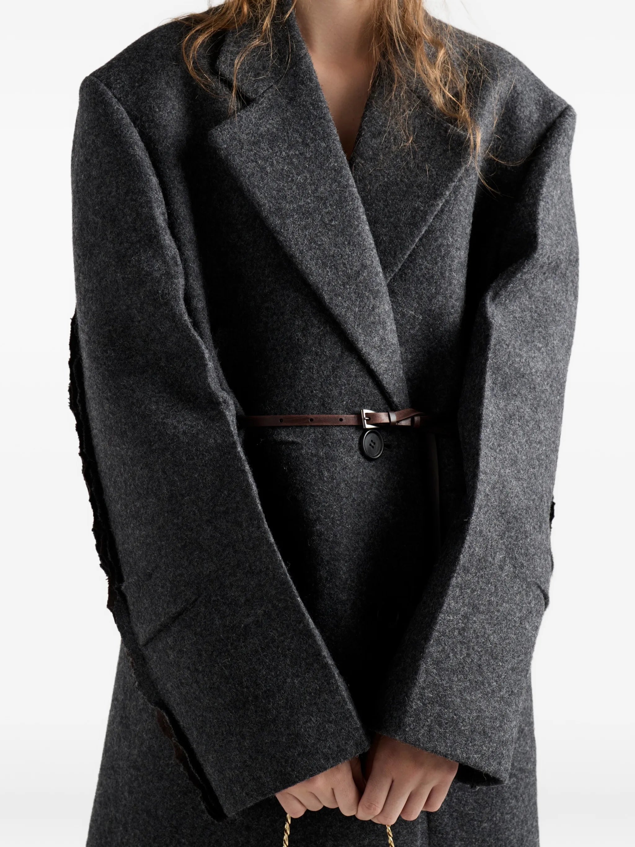single-breasted Shetland wool coat