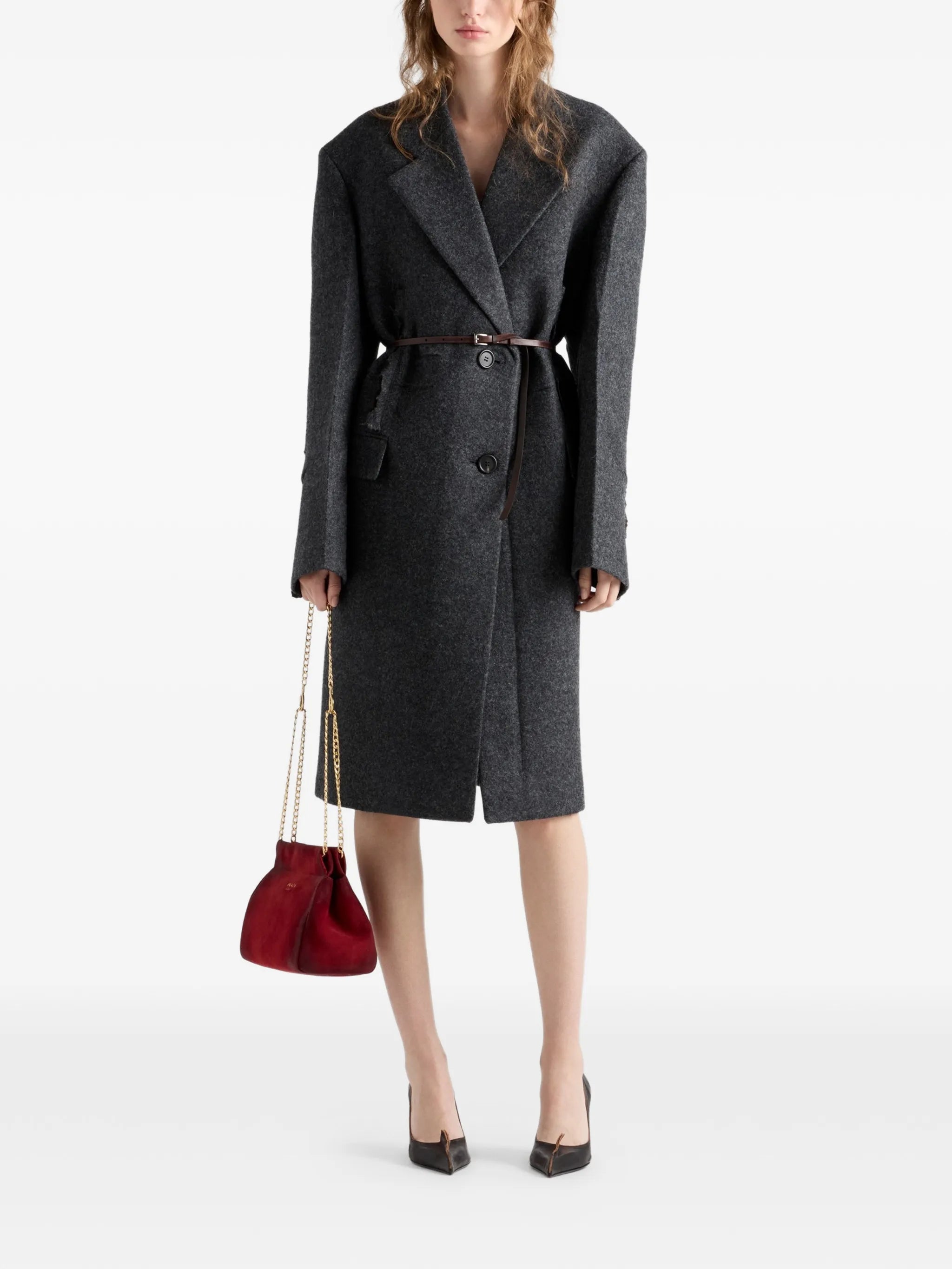 single-breasted Shetland wool coat