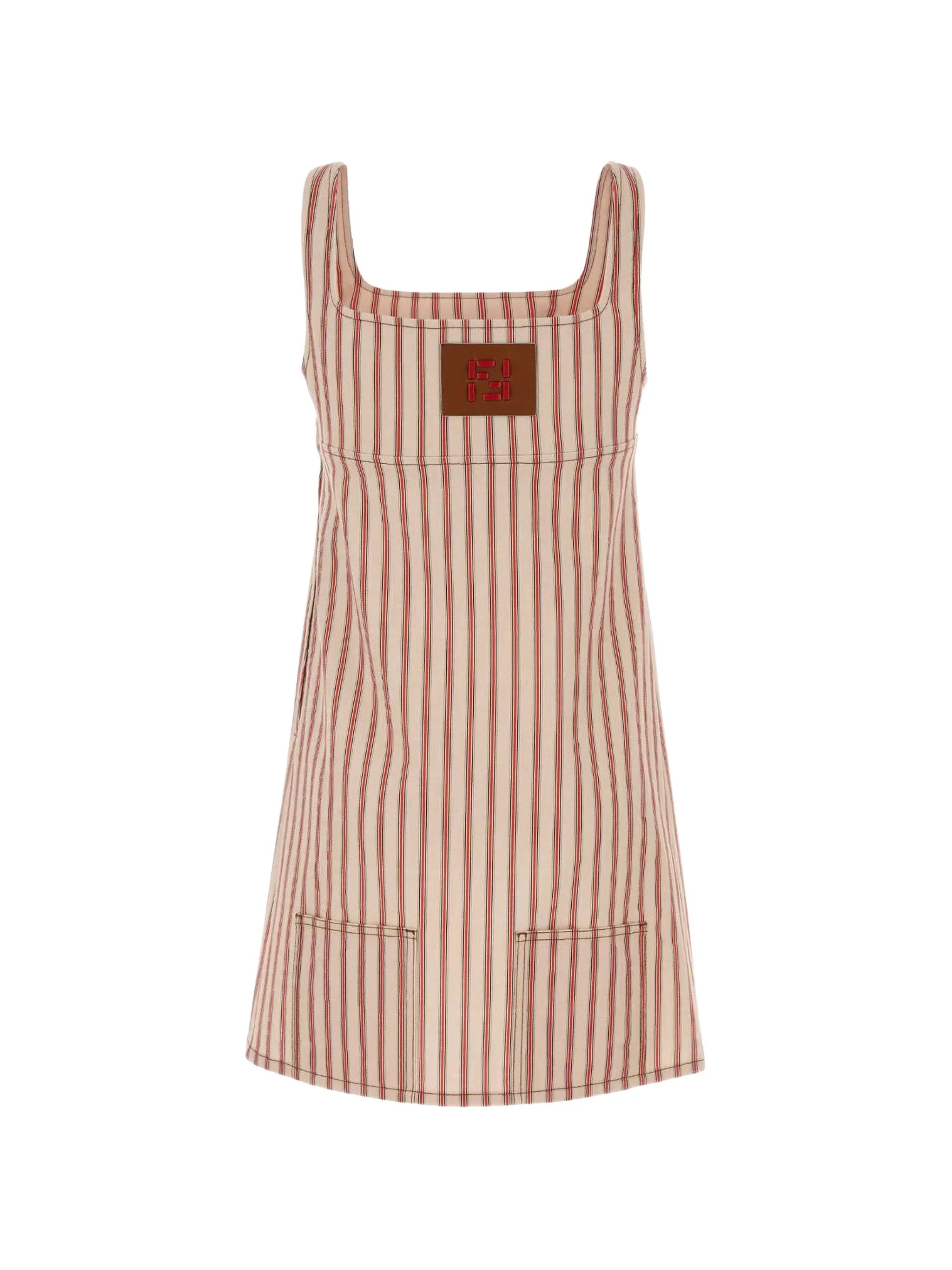 striped embroidered dress