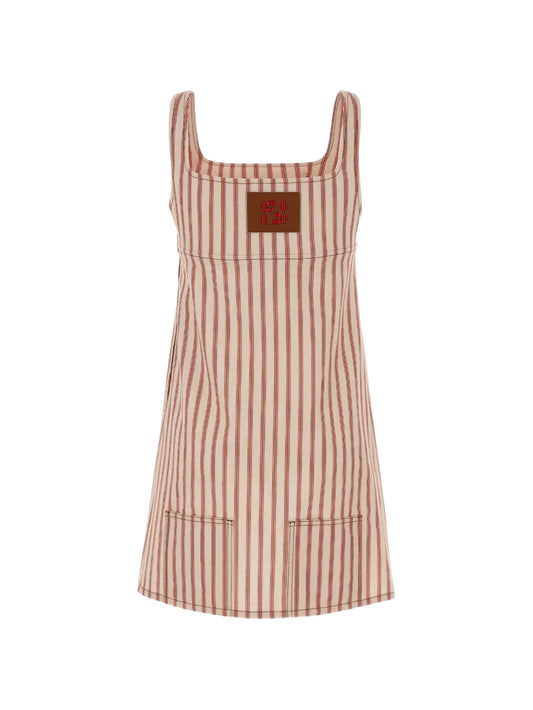 striped embroidered dress