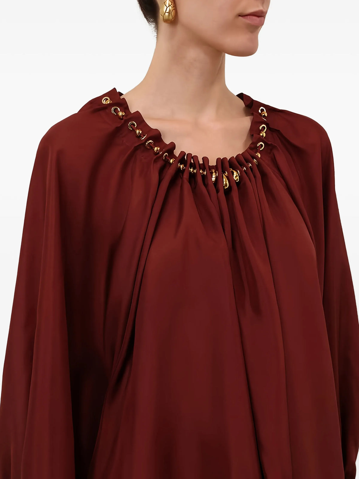 Aster gathered bead blouse