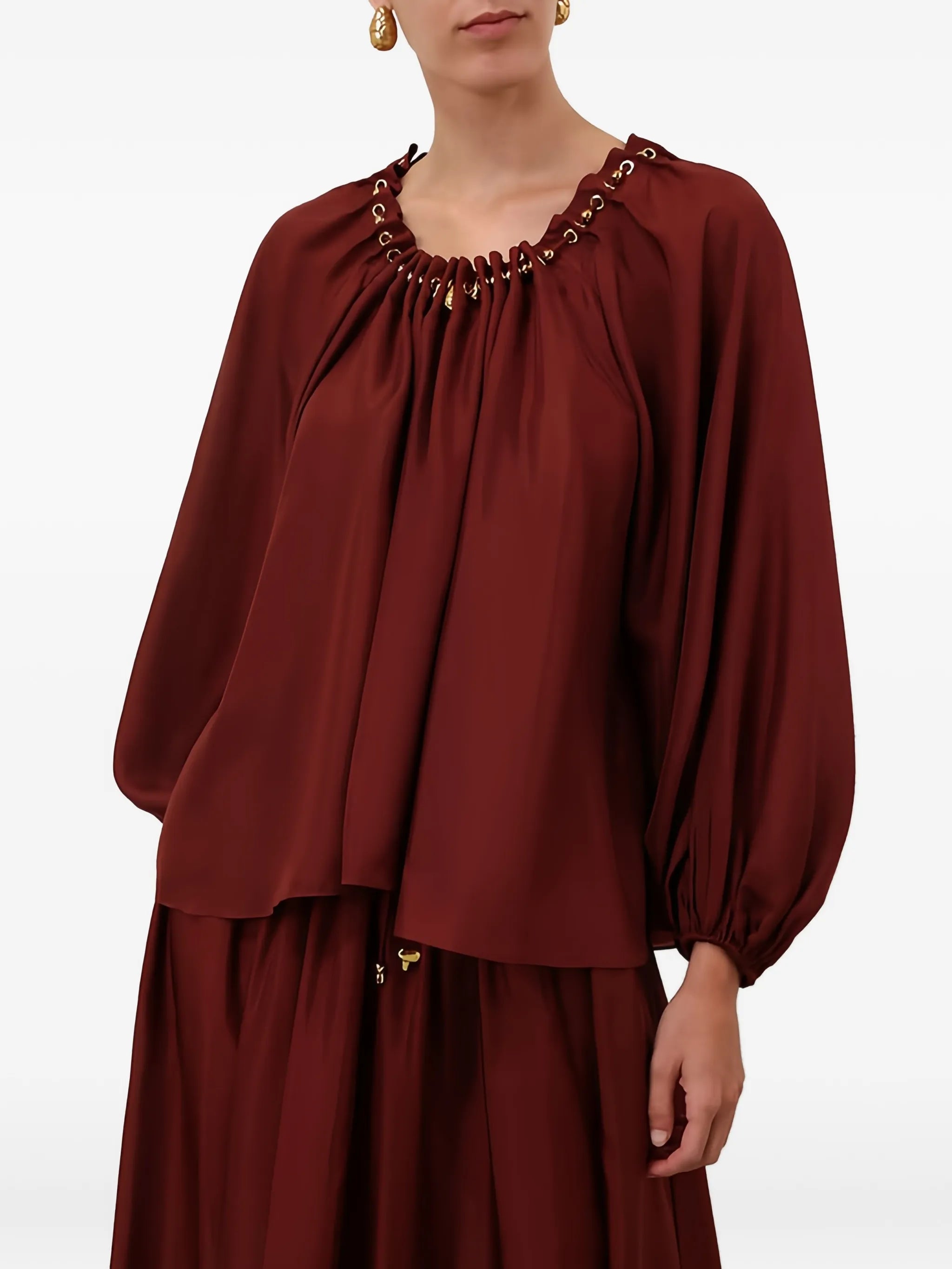 Aster gathered bead blouse