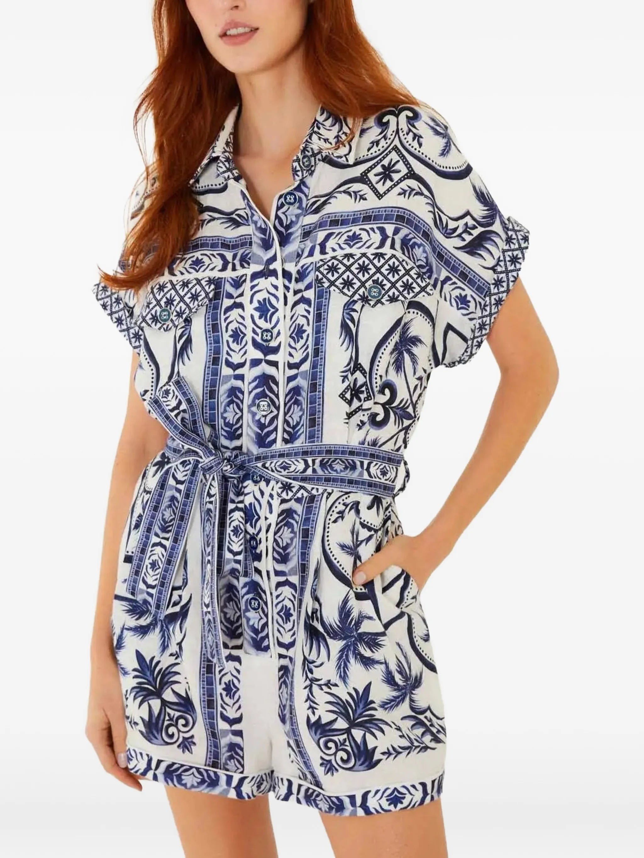 Wonderful City belted playsuit