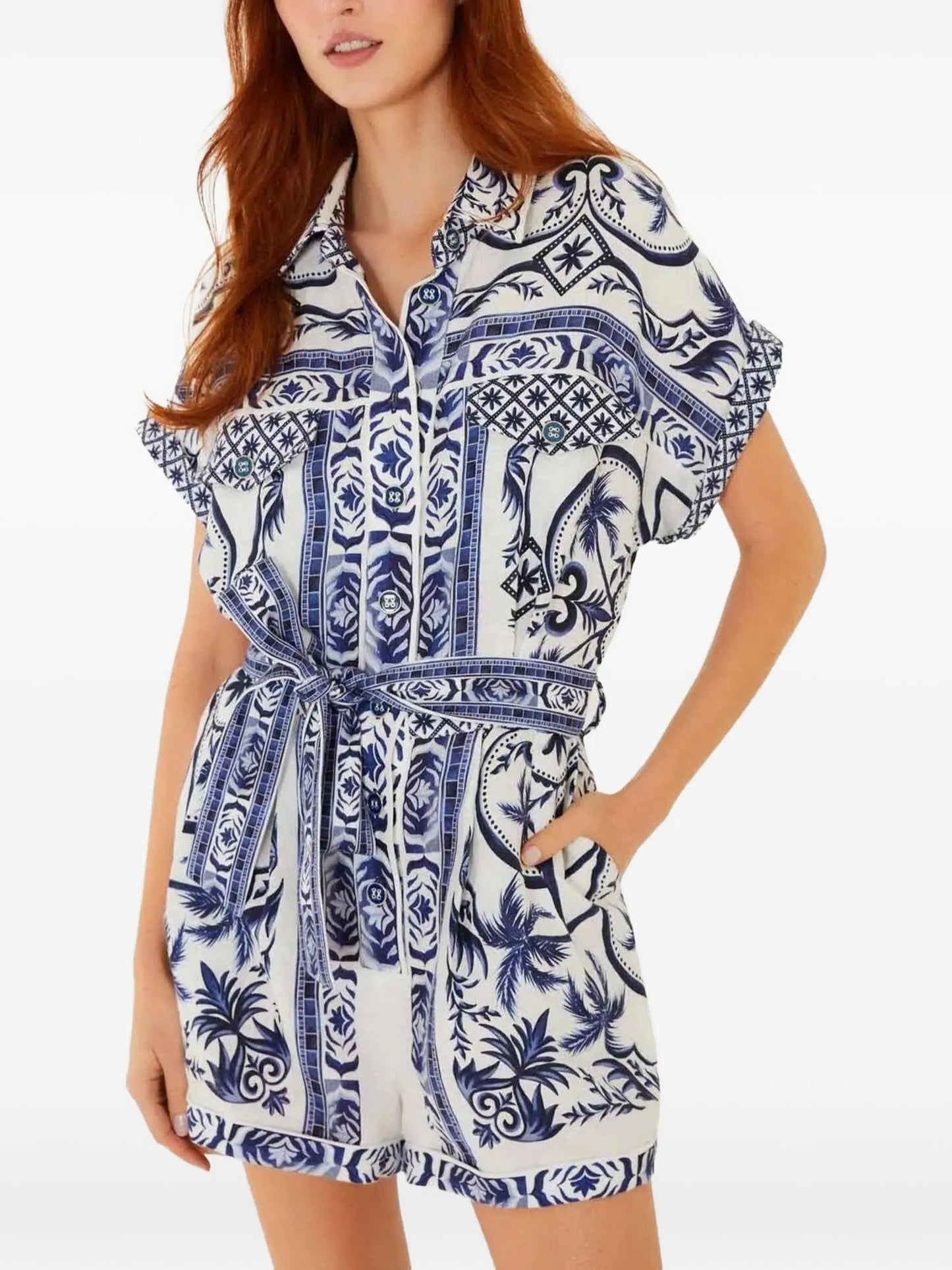 Wonderful City belted playsuit