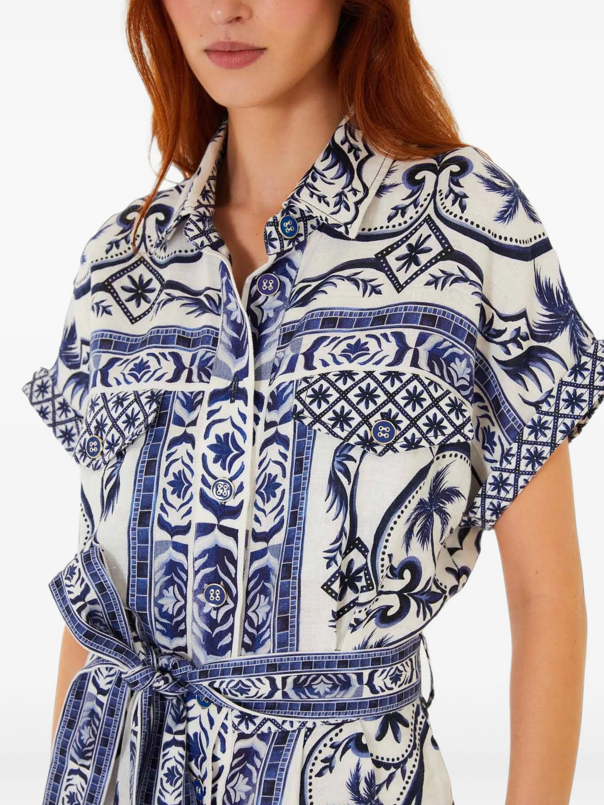 Wonderful City belted Euroflax™ linen romper