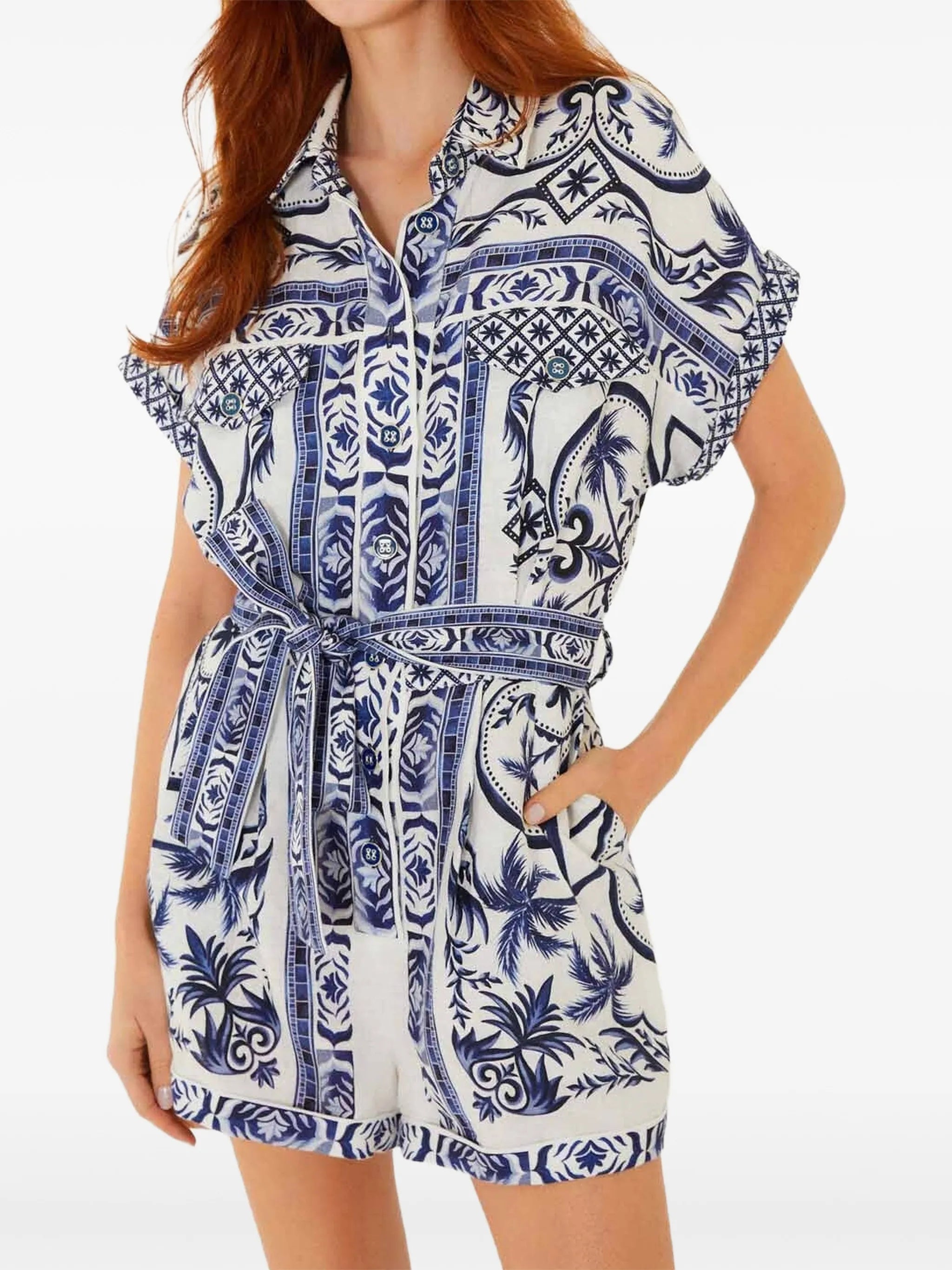 Wonderful City belted romper