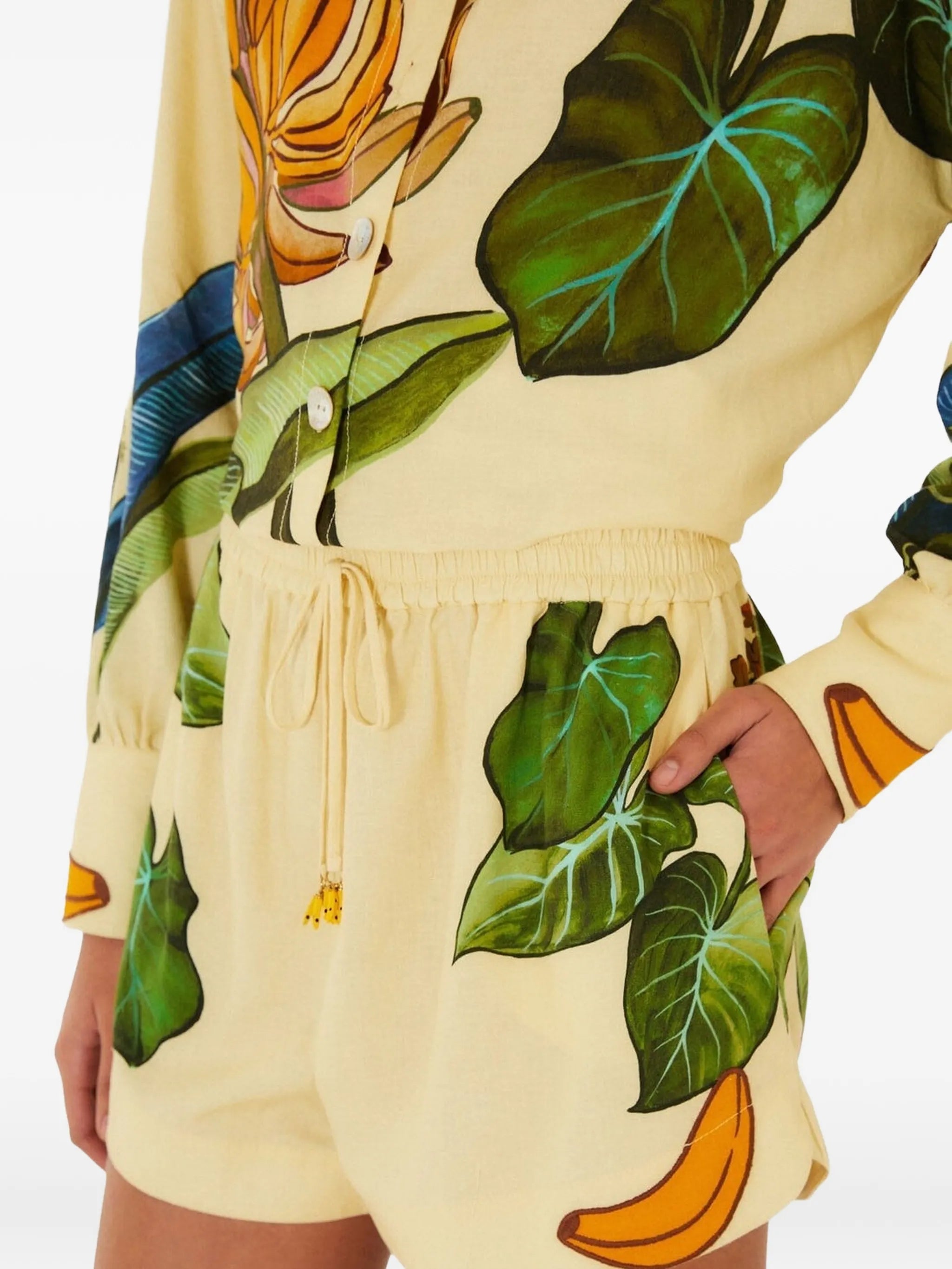 Banana Grapes tropical-print drawstring shorts