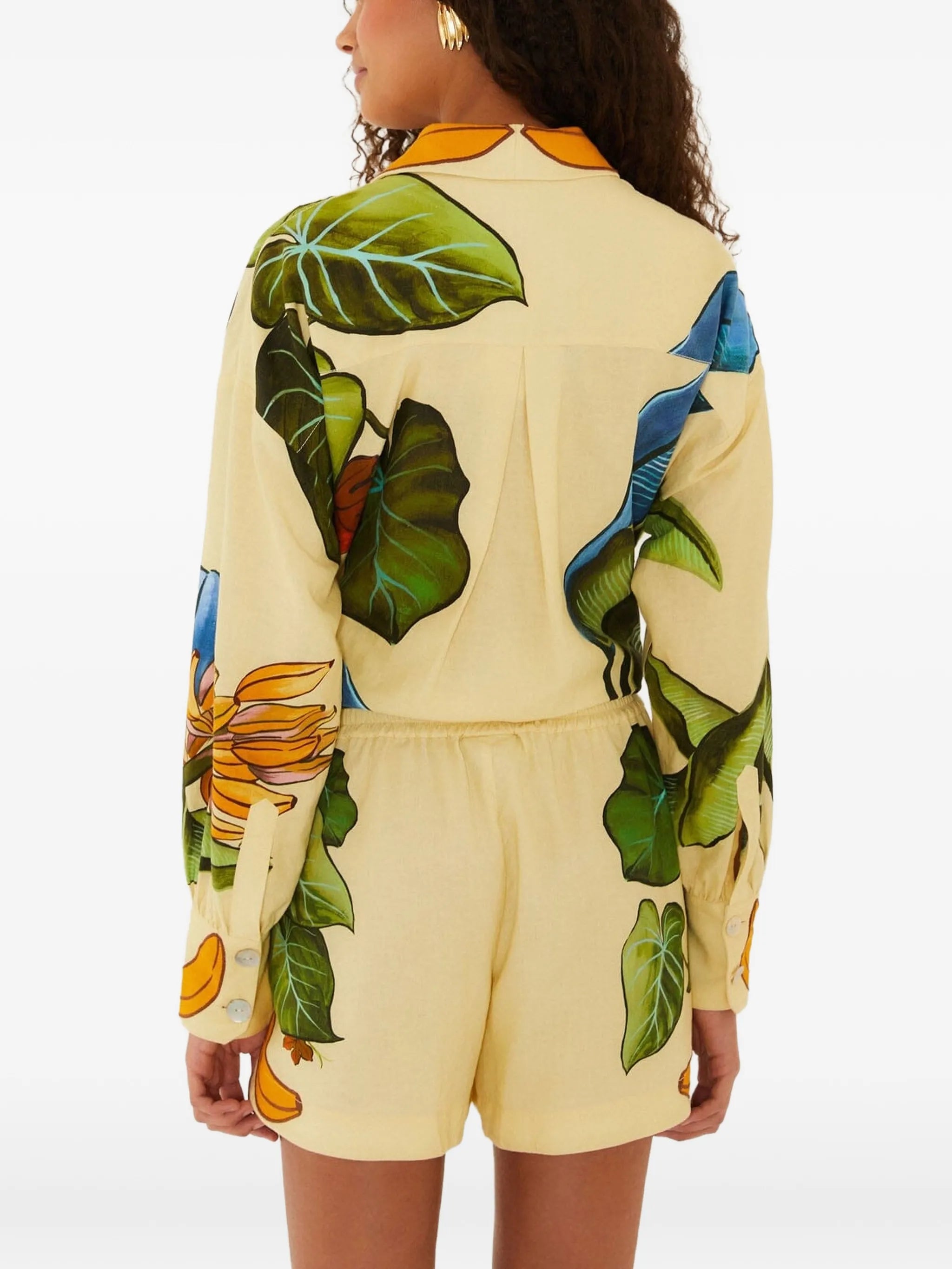 yellow banana grapes drawstring shorts