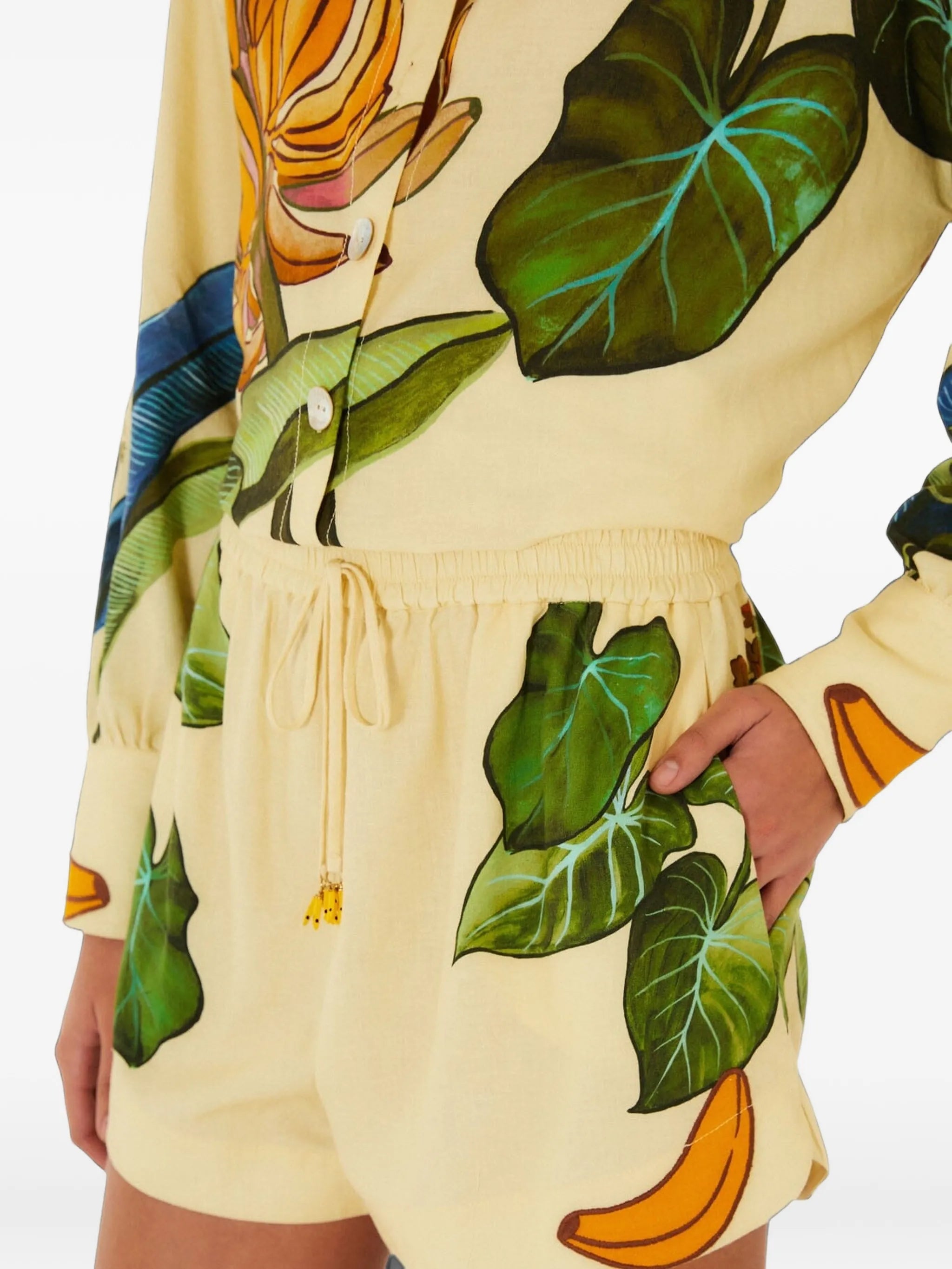 yellow banana grapes drawstring shorts