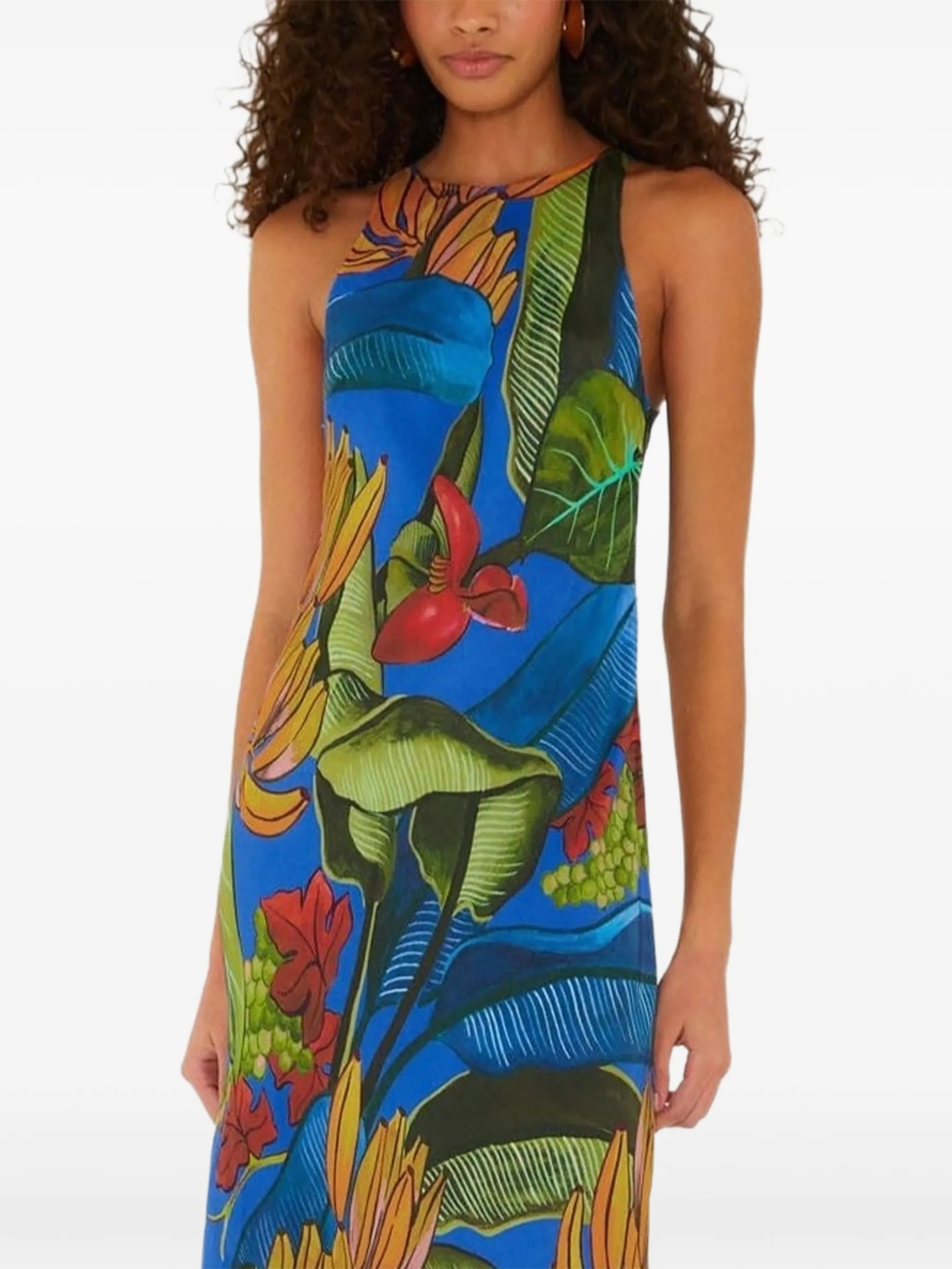 tropical-print maxi dress