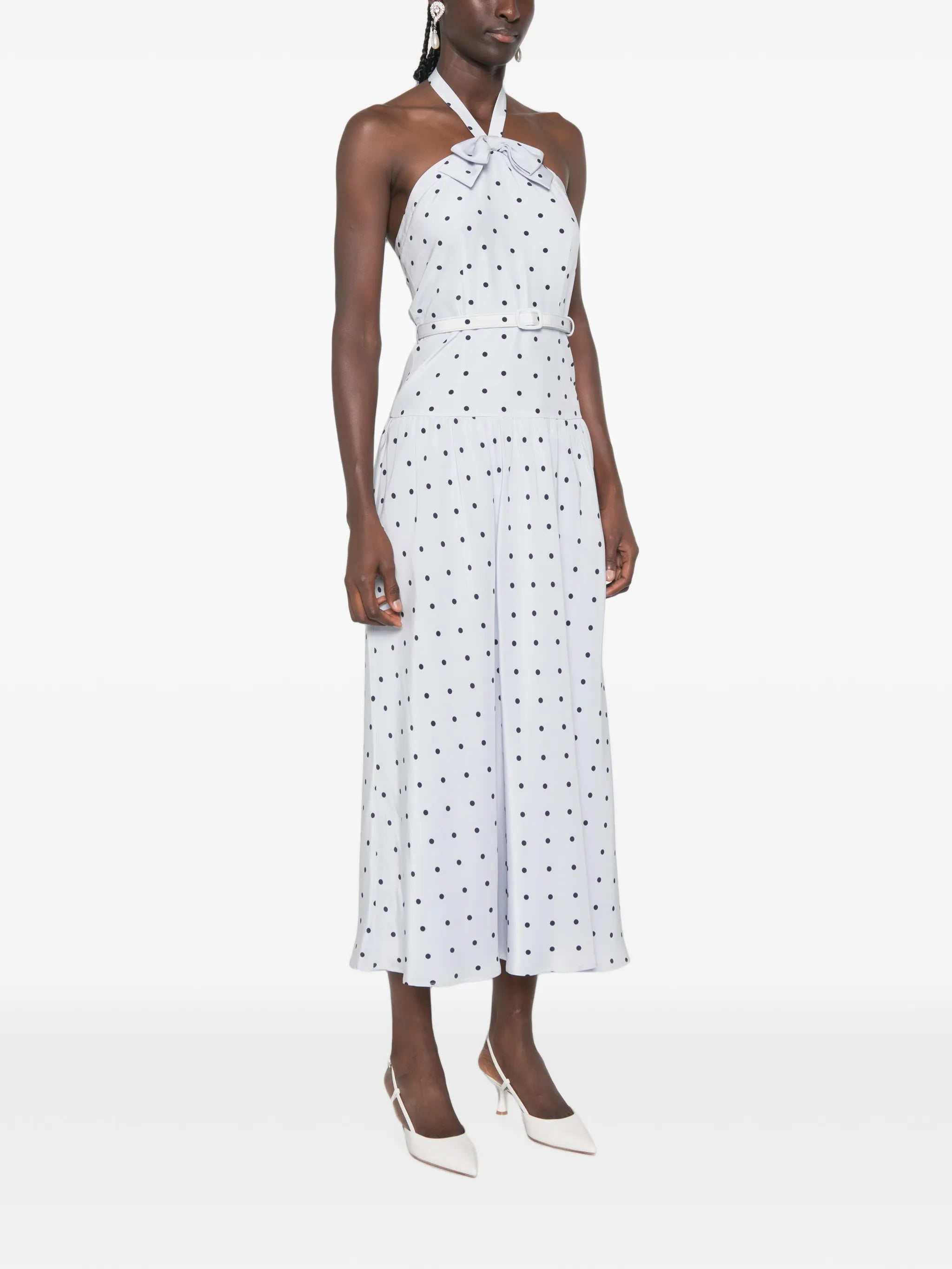 polka-dot halter-neck midi dress