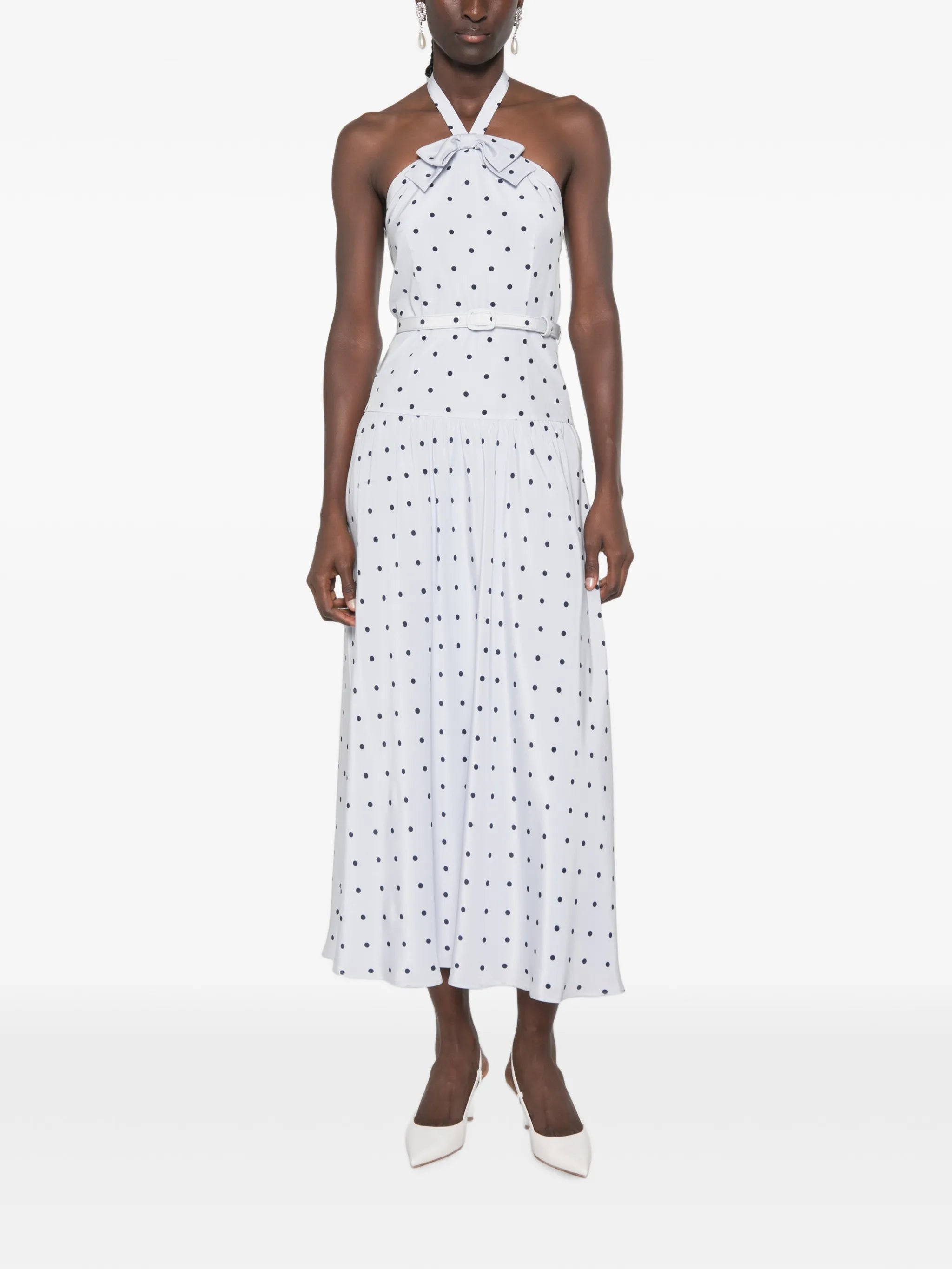 polka-dot halter-neck midi dress