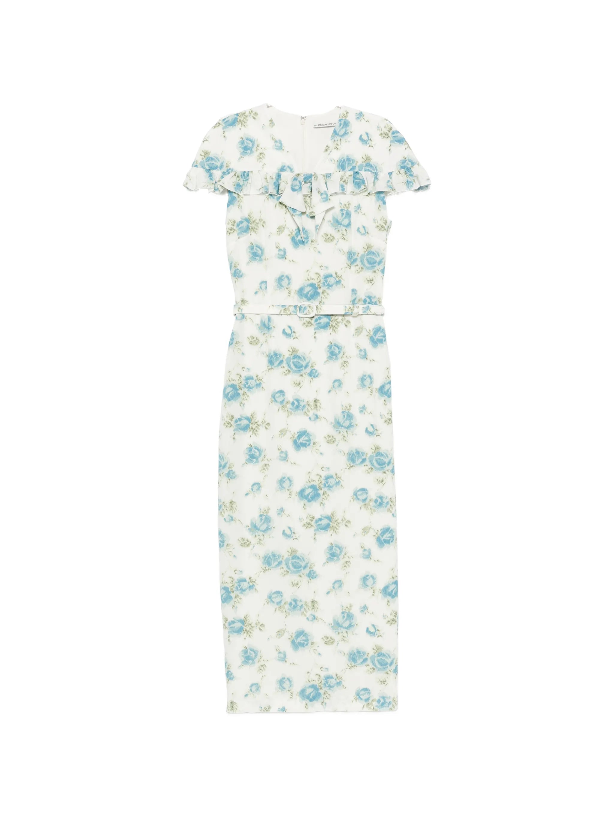 floral-print ruffled midi dress