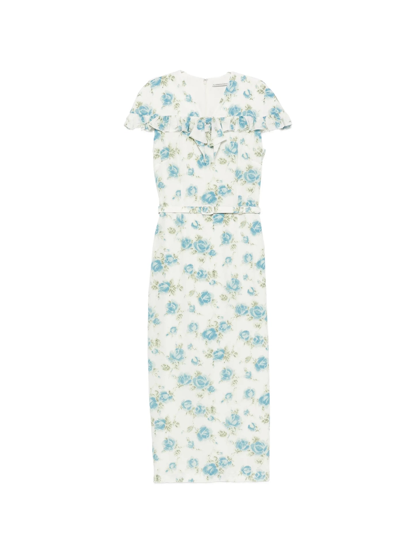 floral-print ruffled midi dress