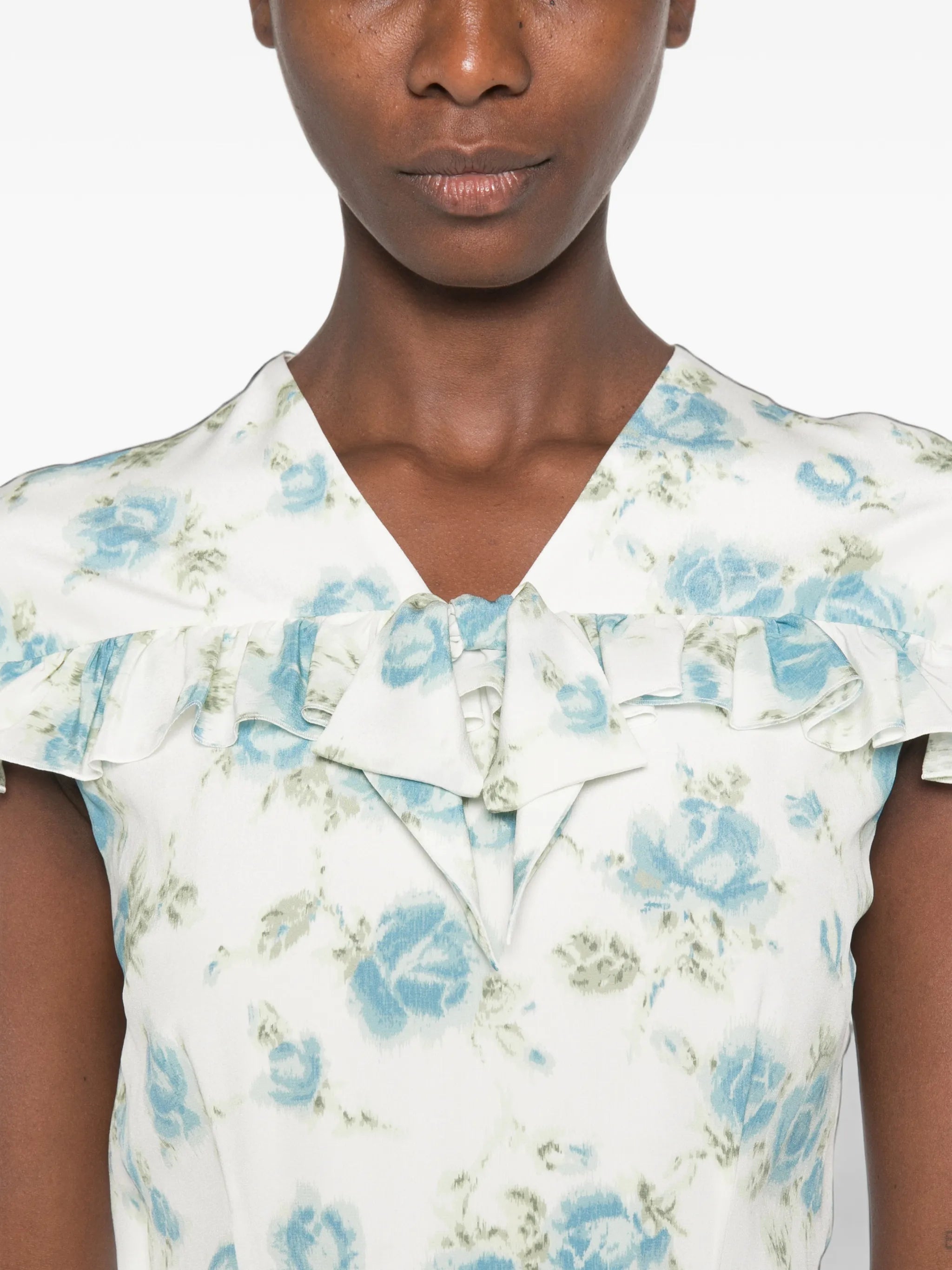 floral-print ruffled midi dress