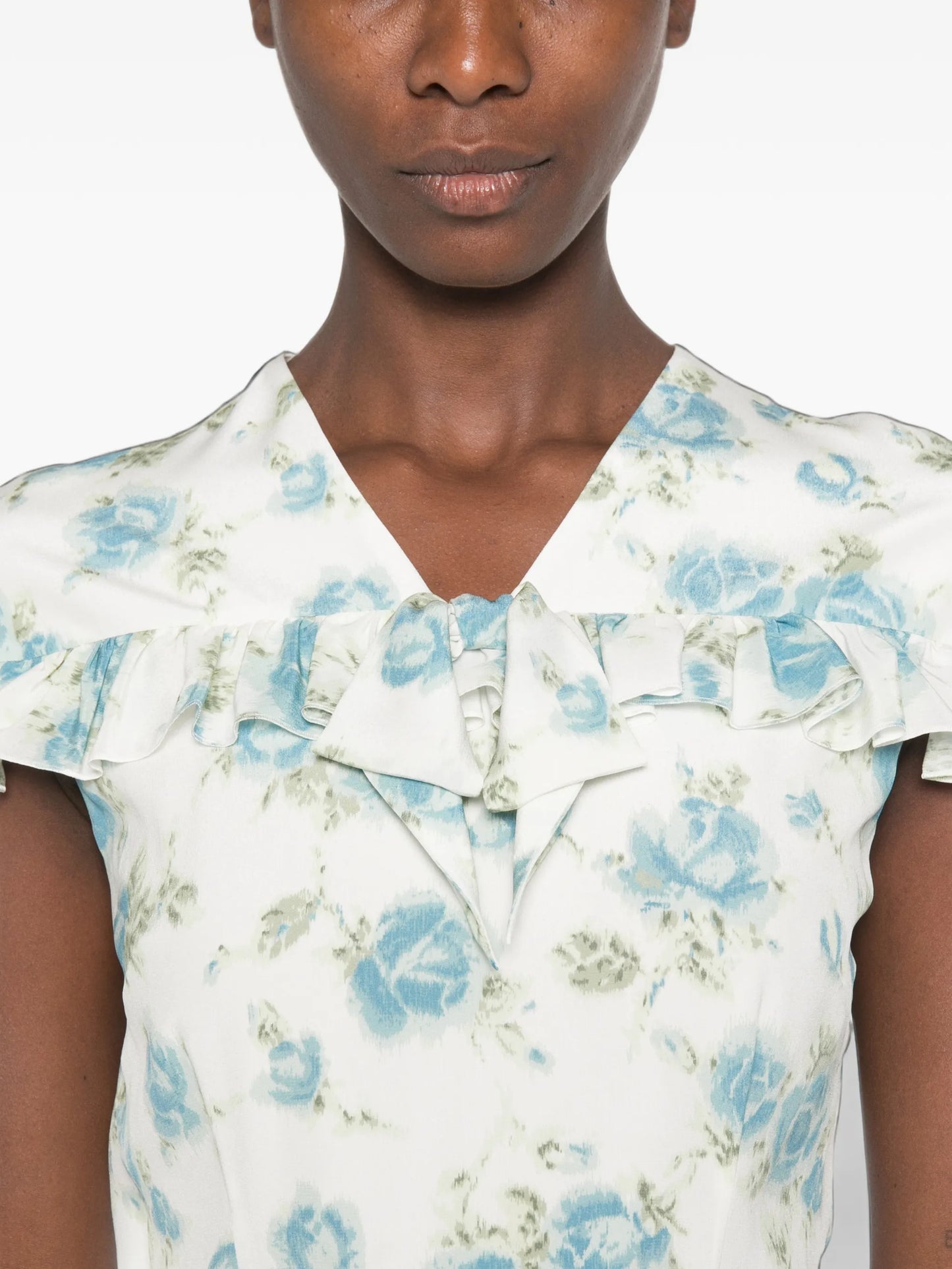 floral-print ruffled midi dress