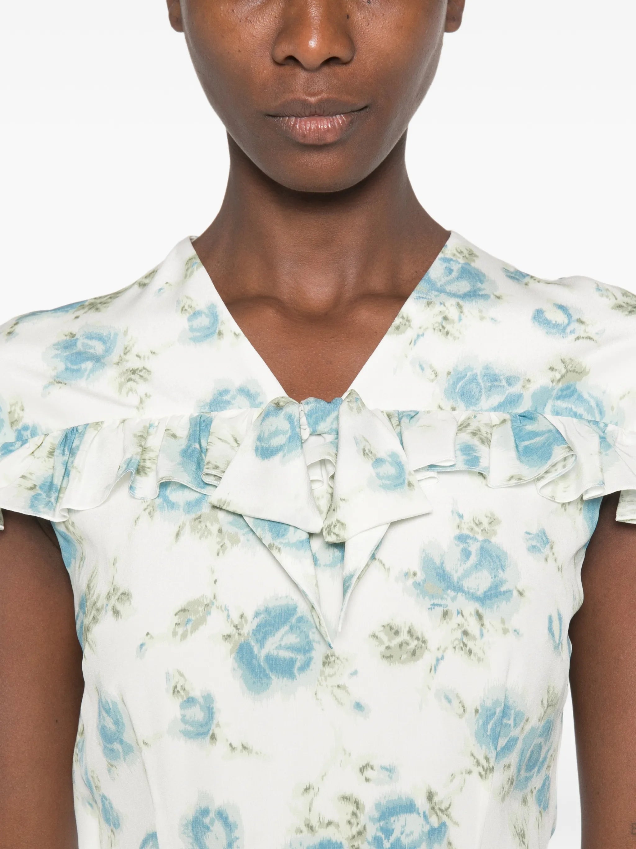 floral-print ruffled midi dress