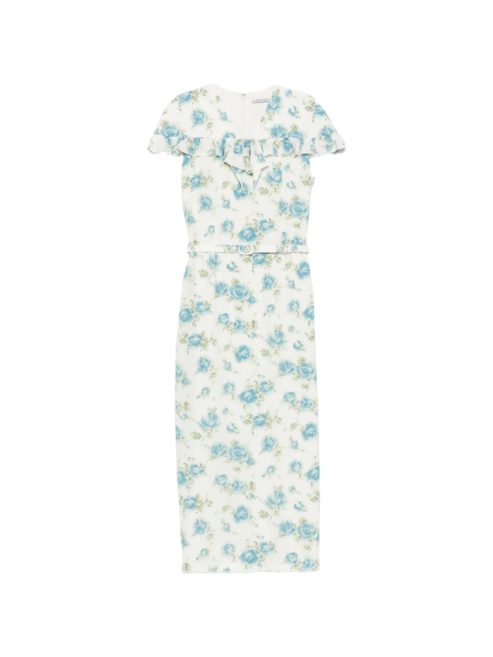 floral-print ruffled midi dress