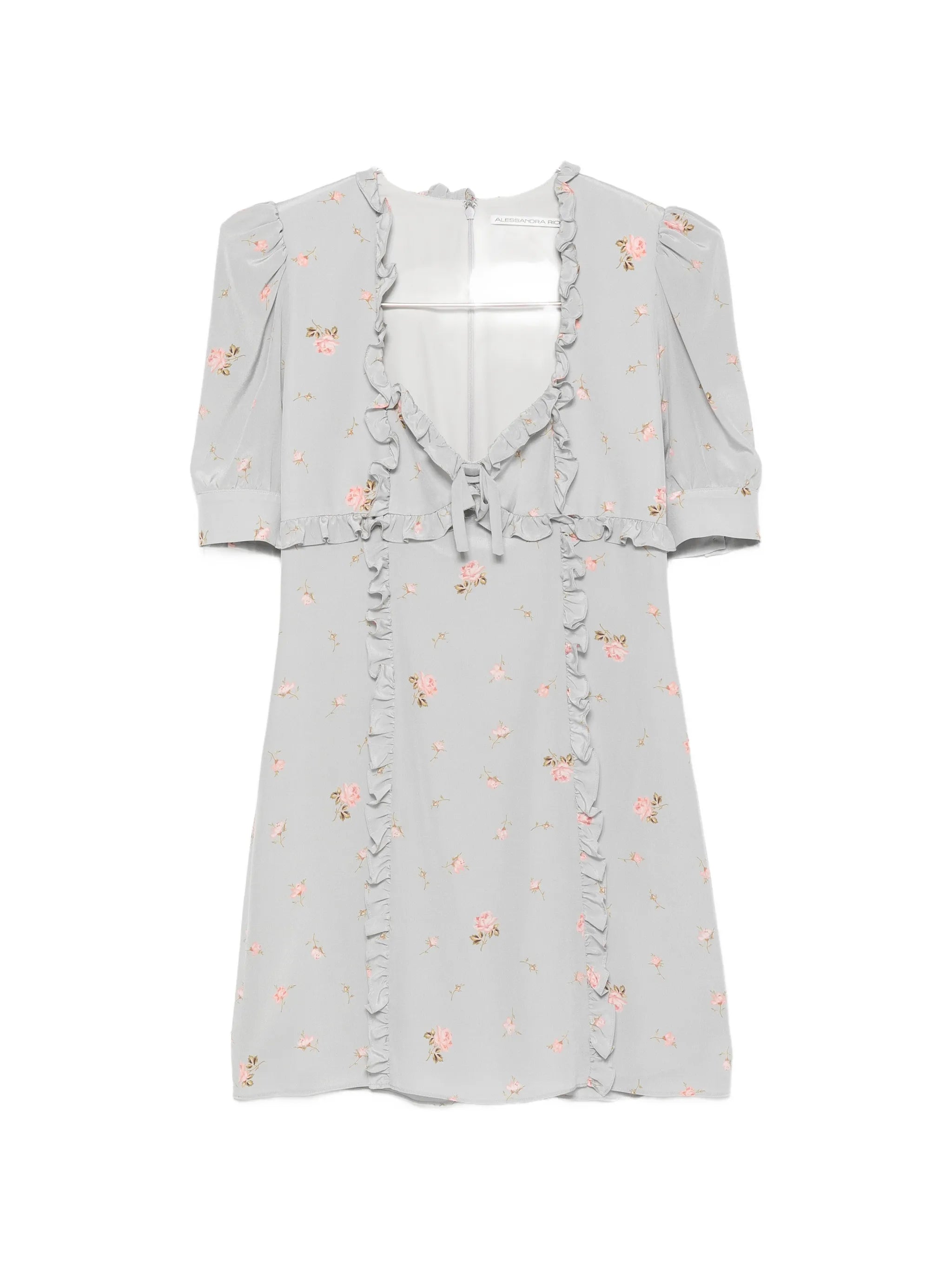 ruffled floral-print mini dress