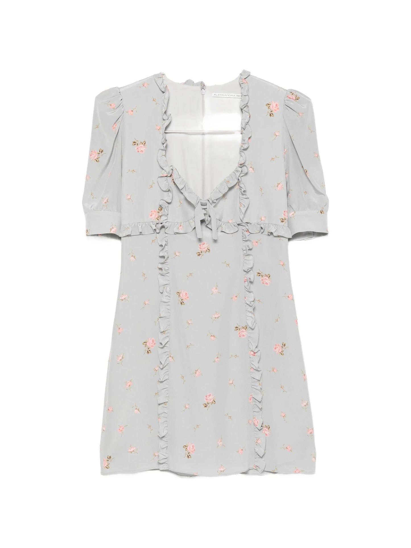 ruffled floral-print mini dress