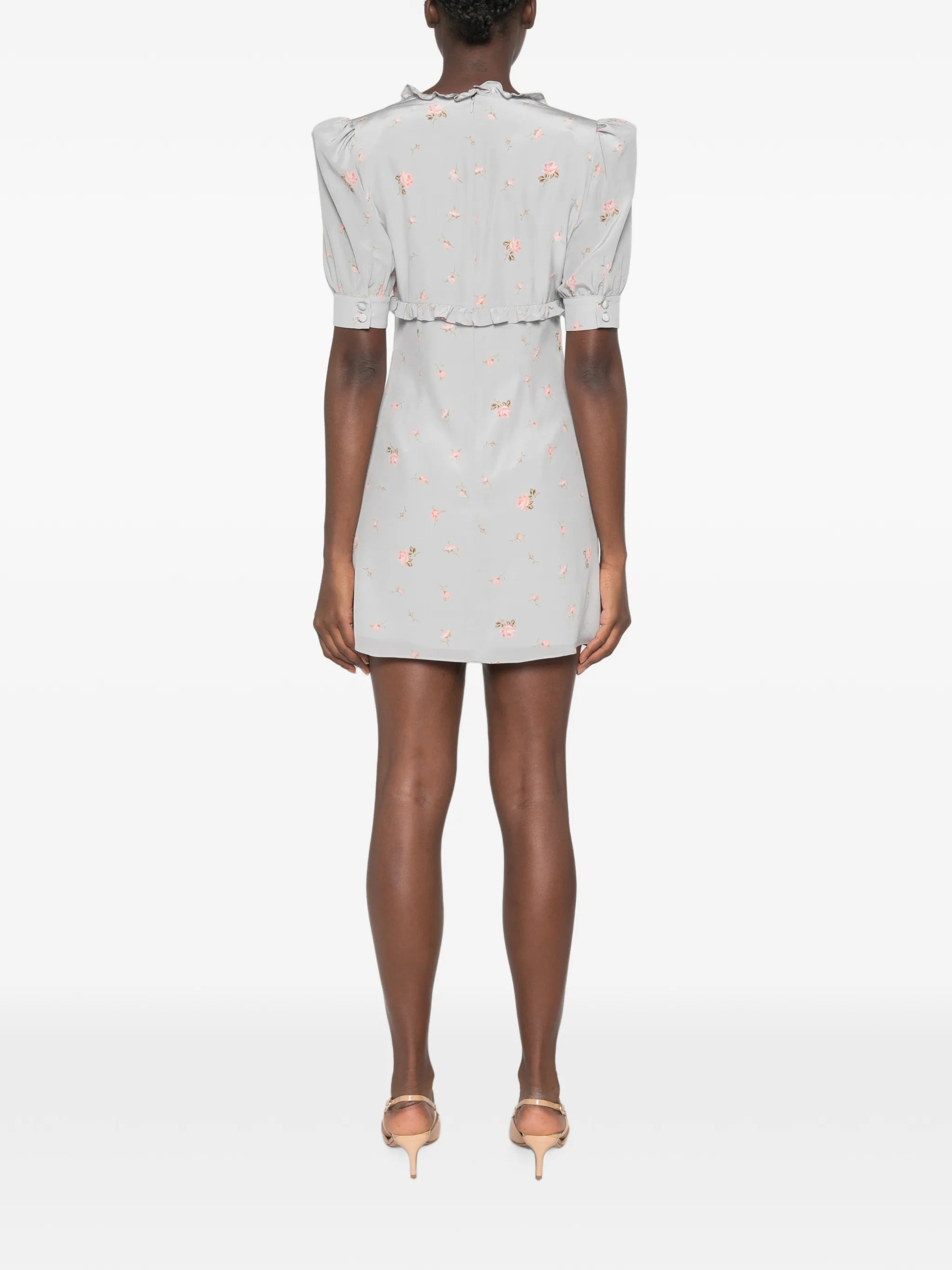 ruffled floral-print mini dress