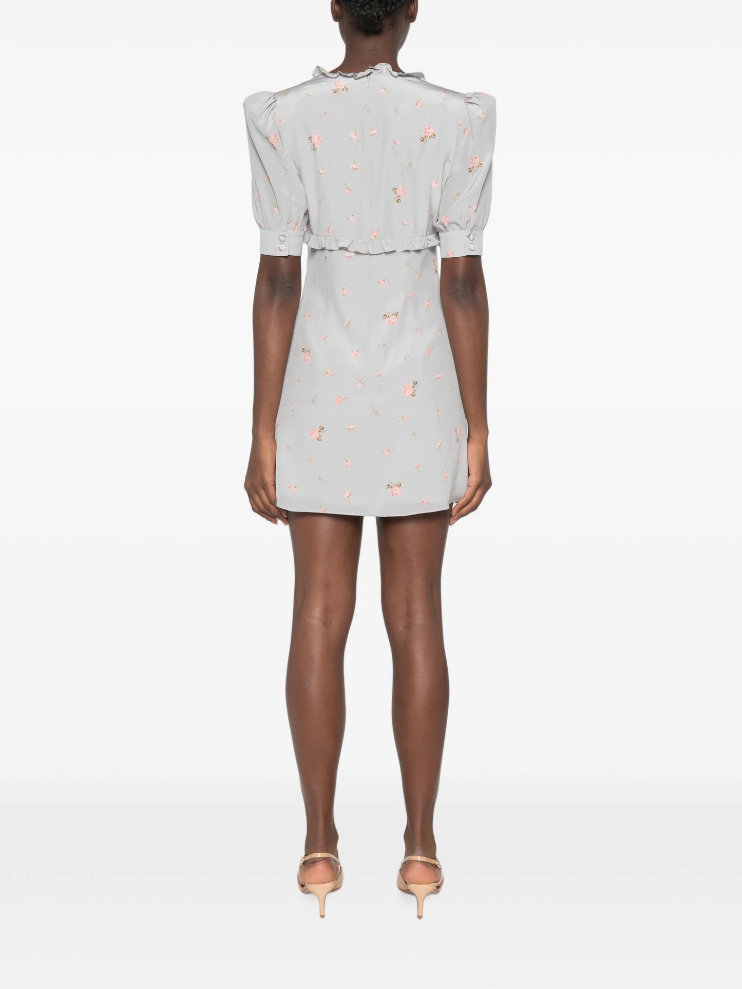 ruffled floral-print mini dress