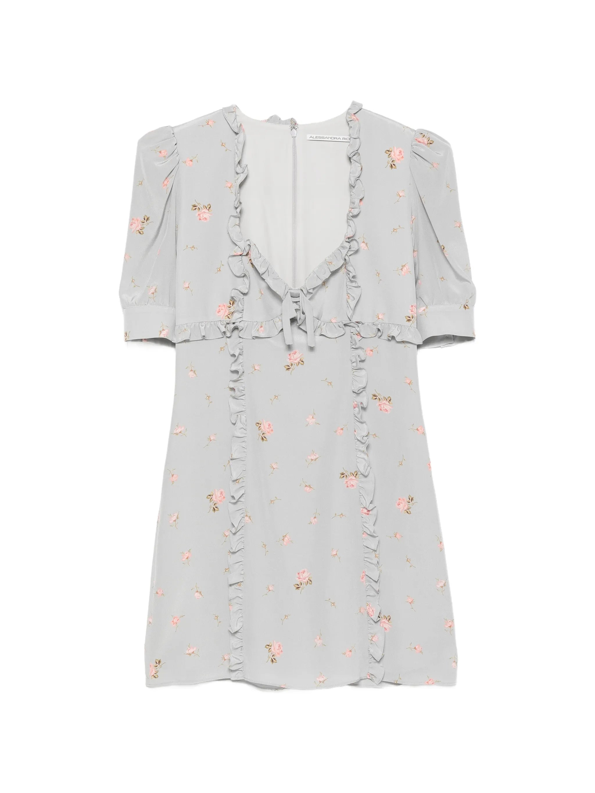 ruffled floral-print mini dress